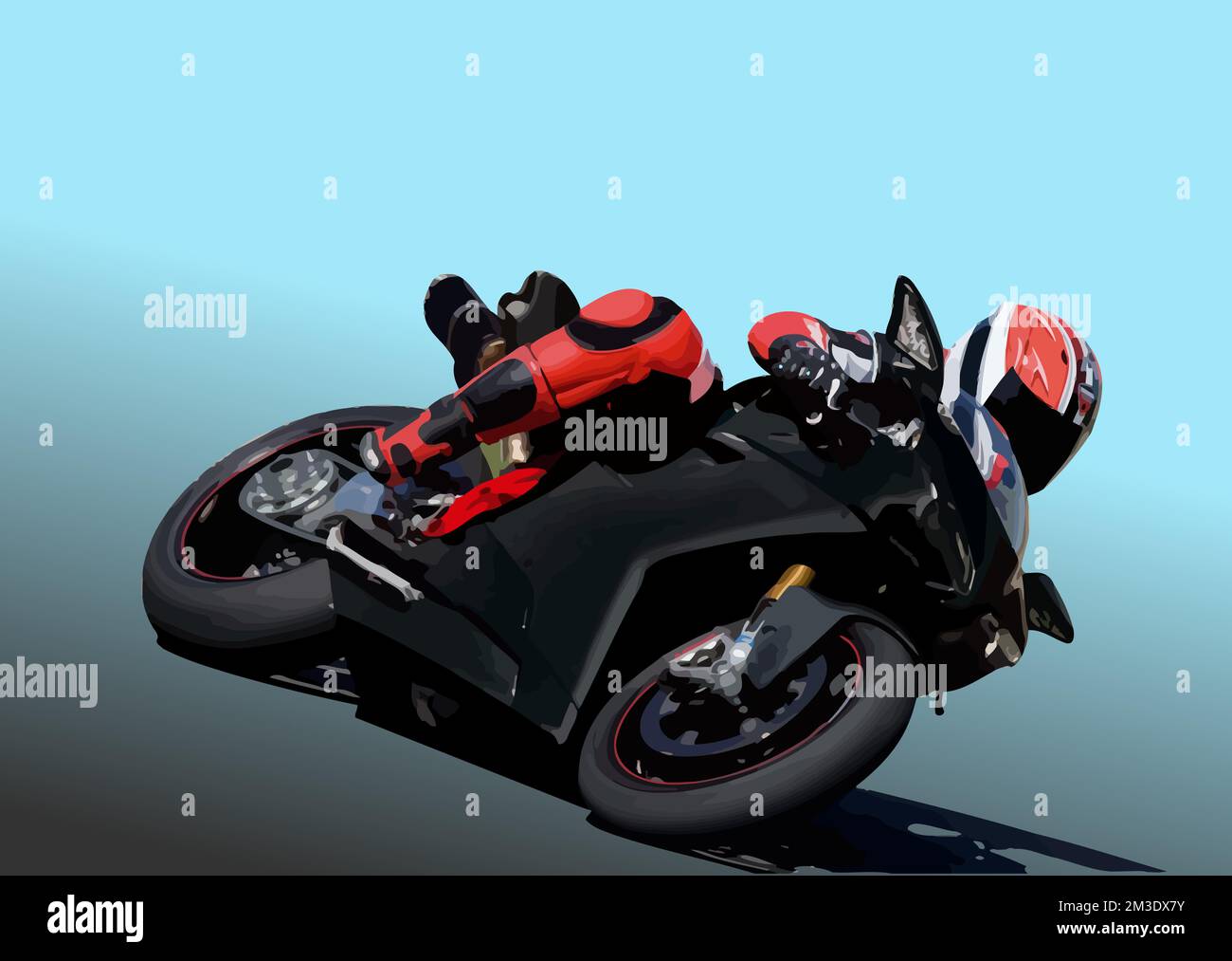 Moto sur la route. Motard. Illustration de Vector 3D Illustration de Vecteur