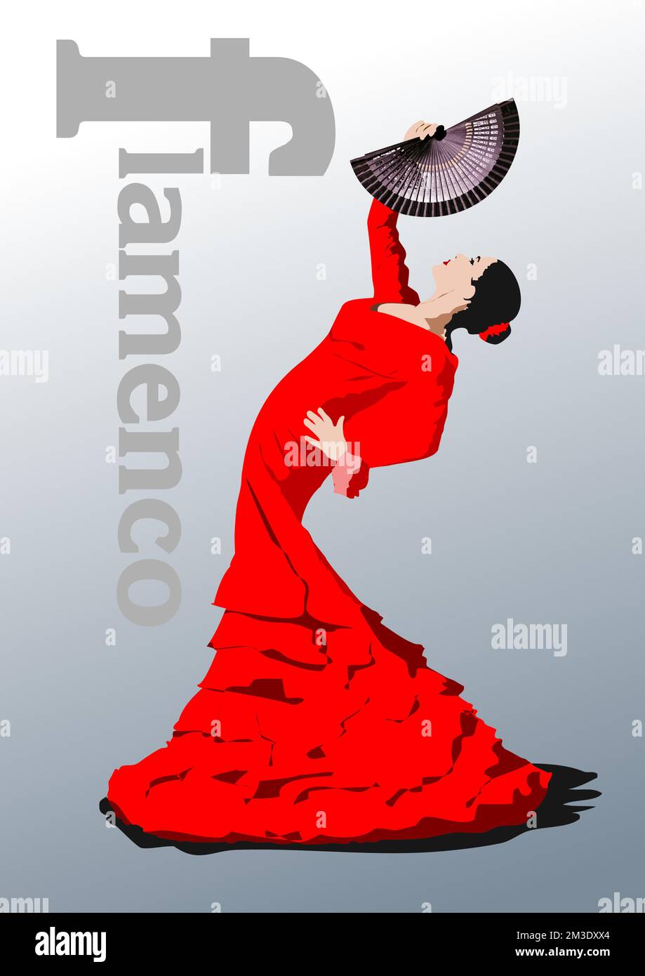 Belle jeune femme dansant le flamenco. Illustration 3d vectorielle Illustration de Vecteur