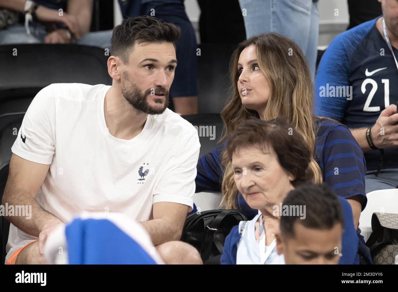 Al Khor, Qatar. 14th décembre 2022. Le gardien de but de France Hugo Lloris célèbre avec sa femme Marine Lloris crédit: Abaca Press/Alamy Live News Banque D'Images