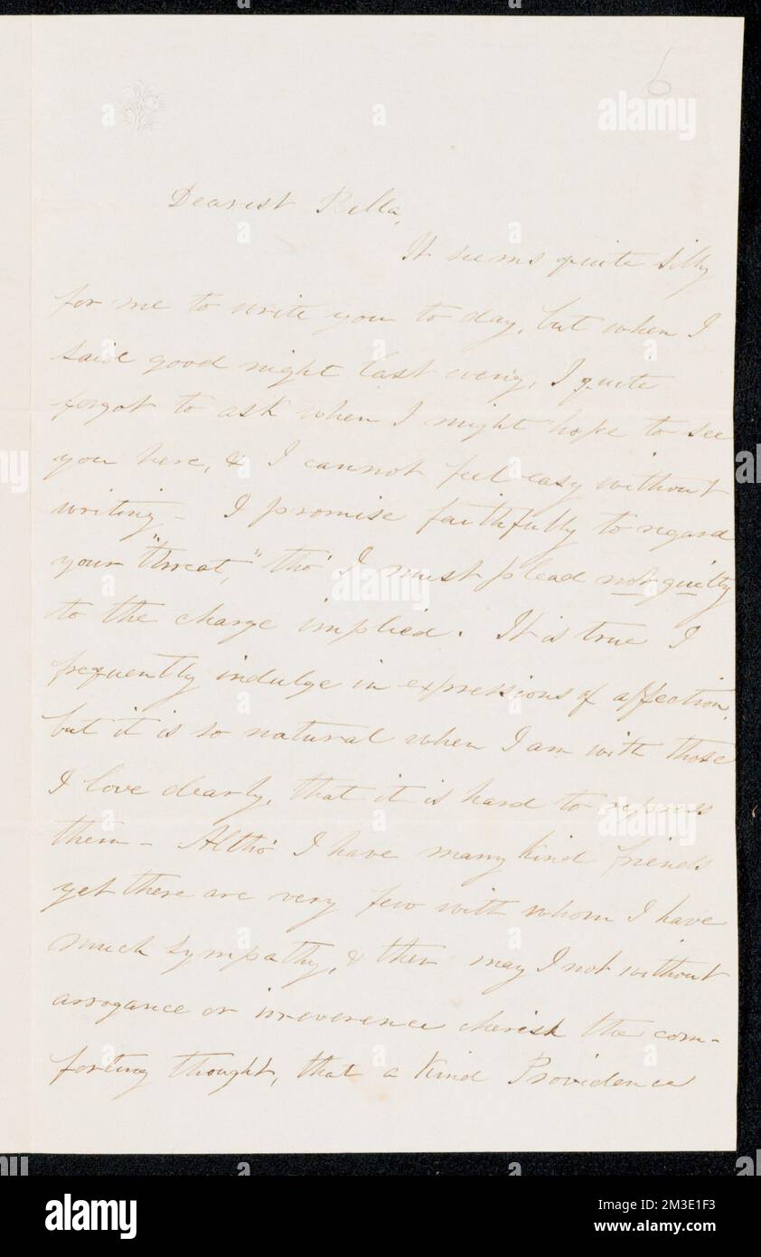 Lettre à 'Bella' de E.R., n.d. ,. Collection Isabelle Peirce Banque D'Images