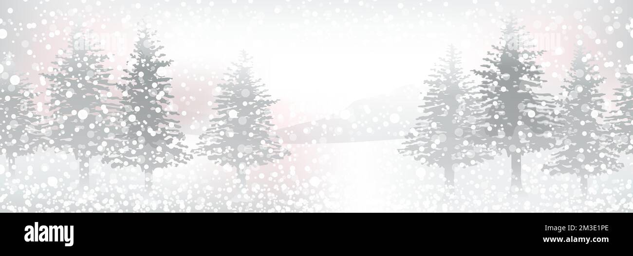 Fond de forêt d'hiver sans couture, illustration vectorielle. Répétable horizontalement. Illustration de Vecteur