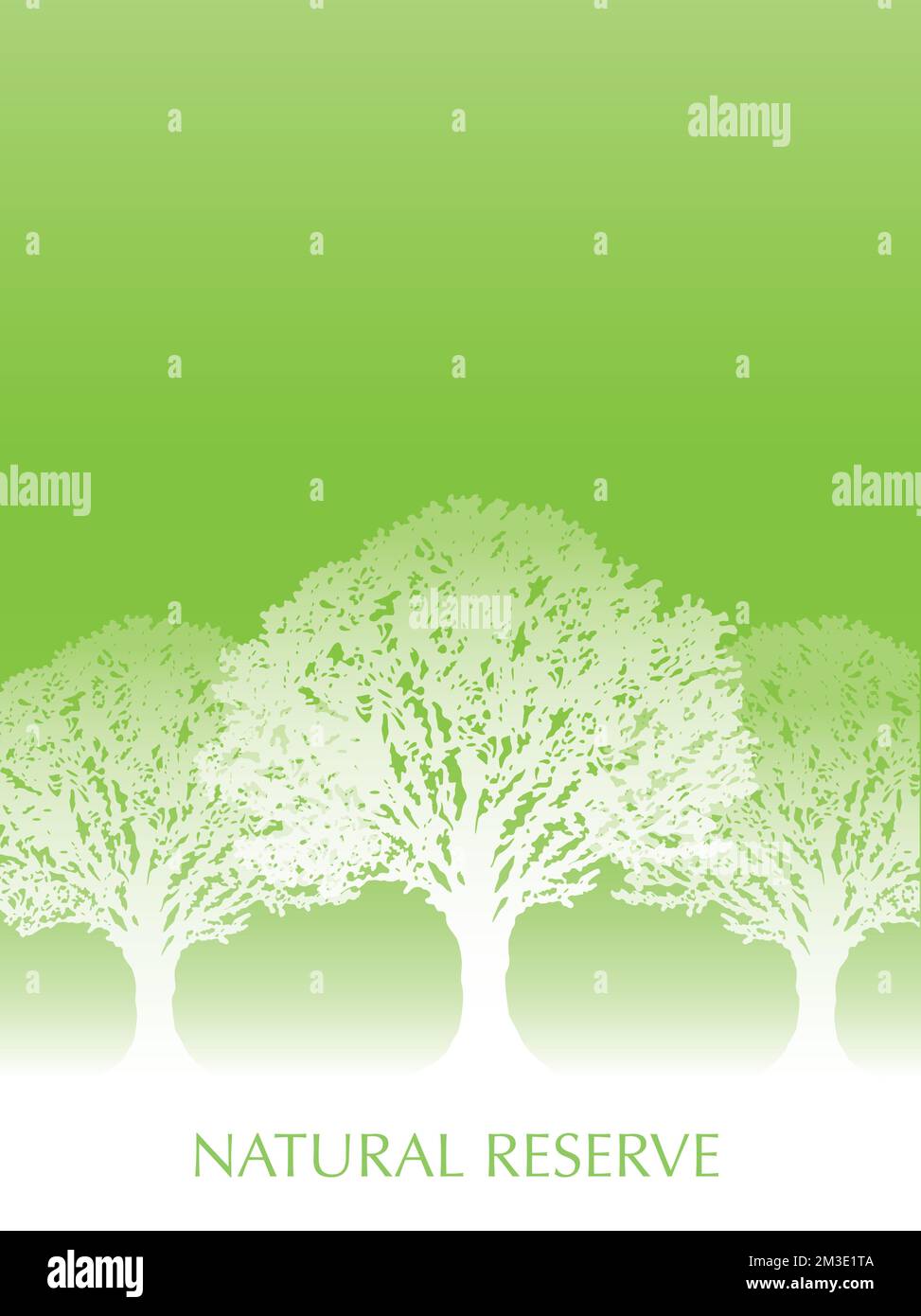 Illustration vectorielle d'arrière-plan vert frais avec silhouettes d'arbre blanches et espace de texte. Illustration de Vecteur