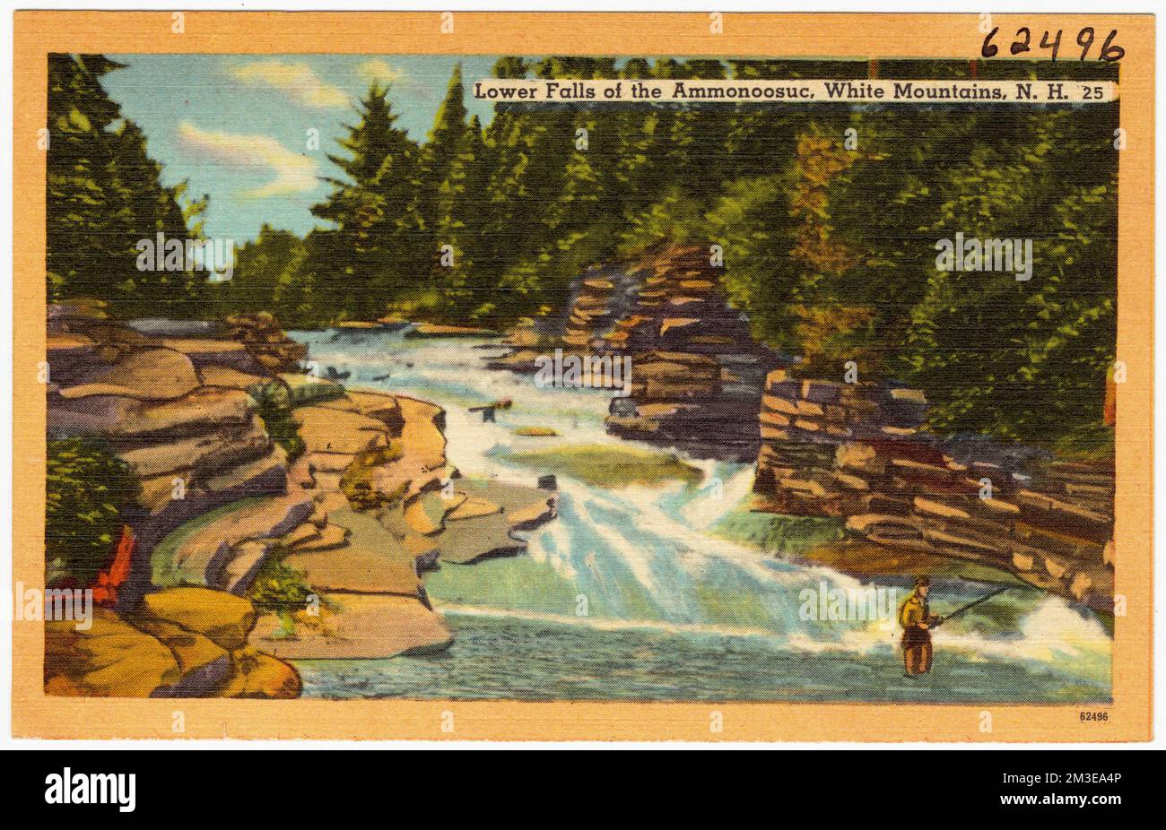 Lower Falls of the Ammonoosuc, White Mountains, N.H. , Waterfall, Tichnor Brothers Collection, cartes postales des États-Unis Banque D'Images