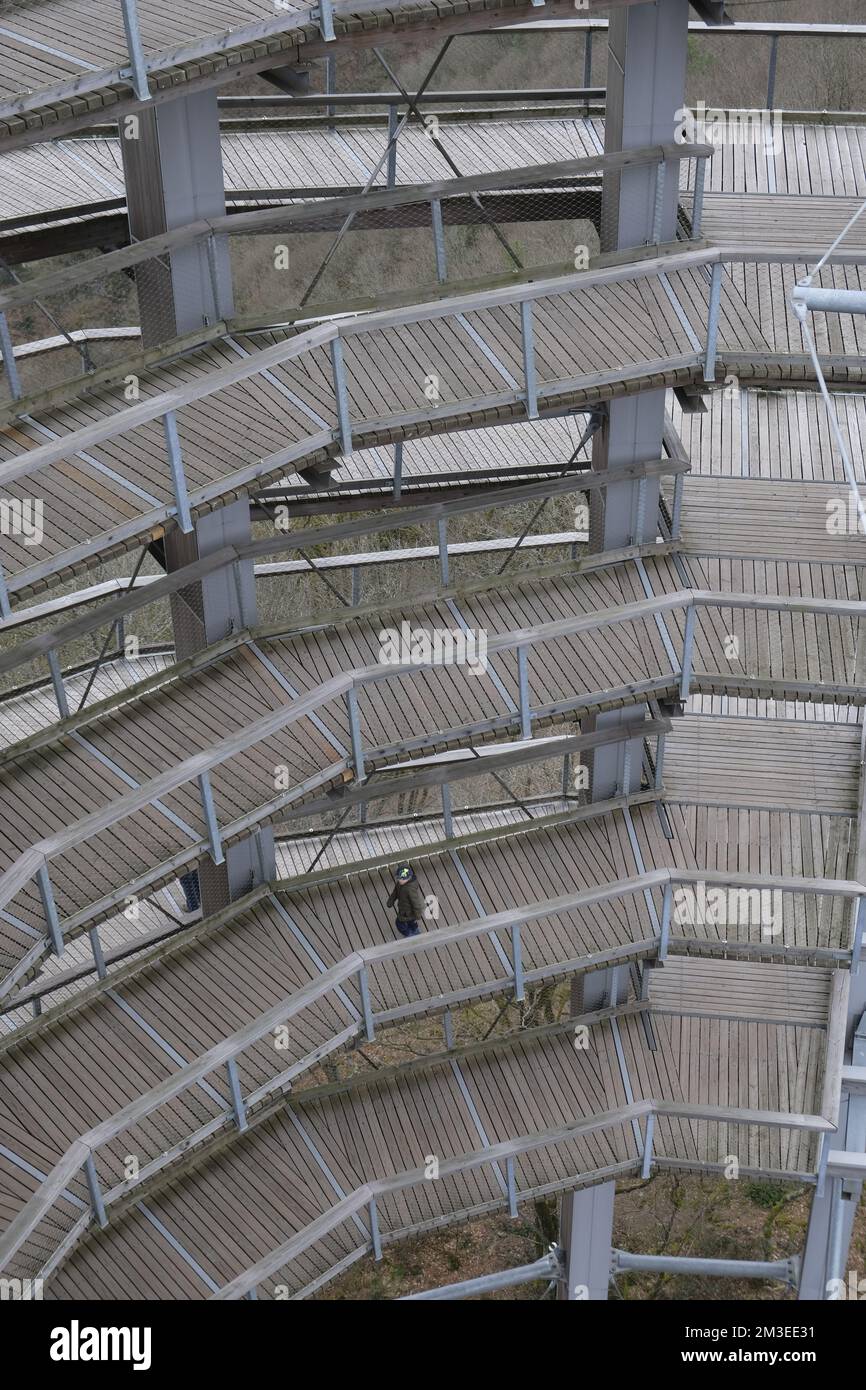 Chemin de la Saarschleife sur un long chemin en bois Banque D'Images