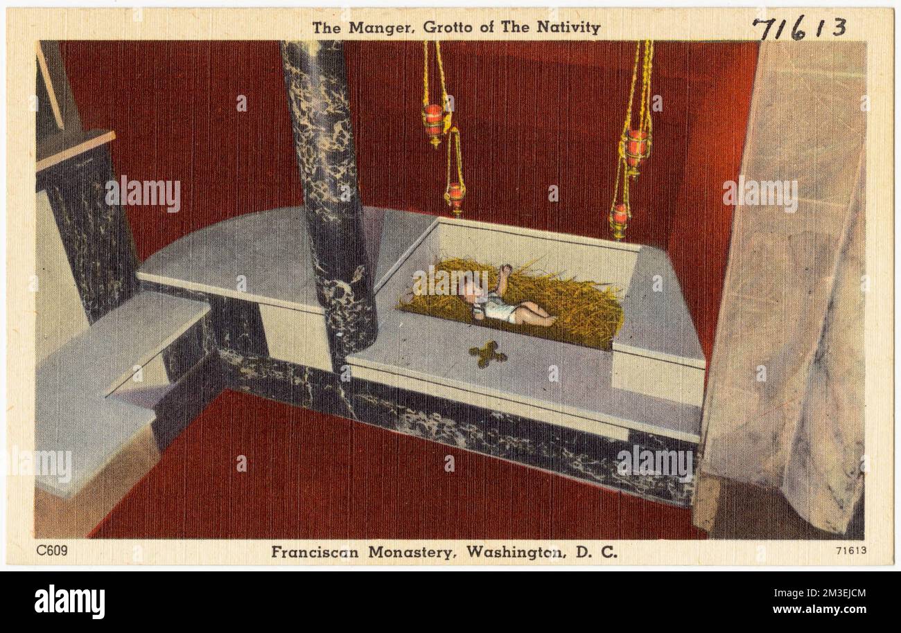 Le mangeur, Grotto de la Nativité, monastère franciscain, Washington, D. C. , lieux religieux, Tichnor Brothers Collection, cartes postales des États-Unis Banque D'Images
