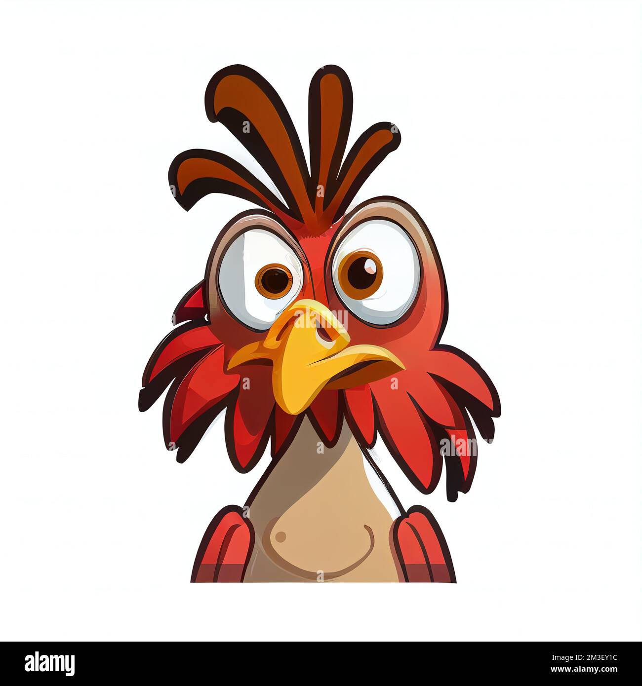 un oiseau de dessin animé avec de grands yeux et un grand bec se tient et regarde la caméra avec un regard triste sur son visage. . Banque D'Images