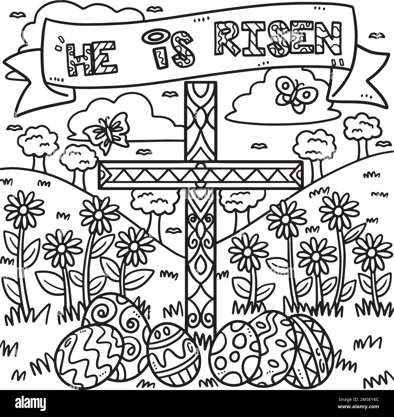 Christian il est augmenté coloriage page pour les enfants Illustration de Vecteur