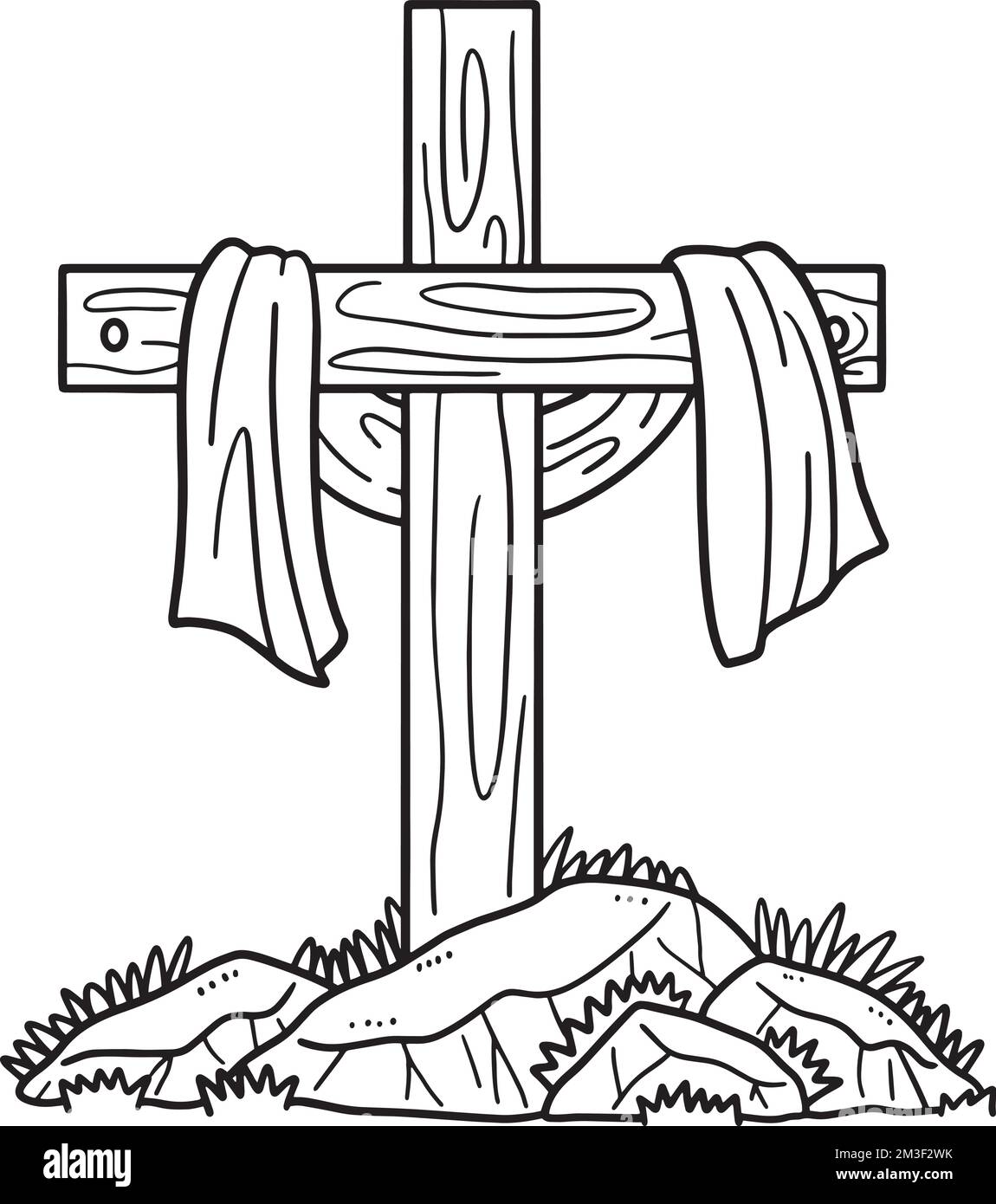 Croix chrétienne drapée de tissu isolé Illustration de Vecteur