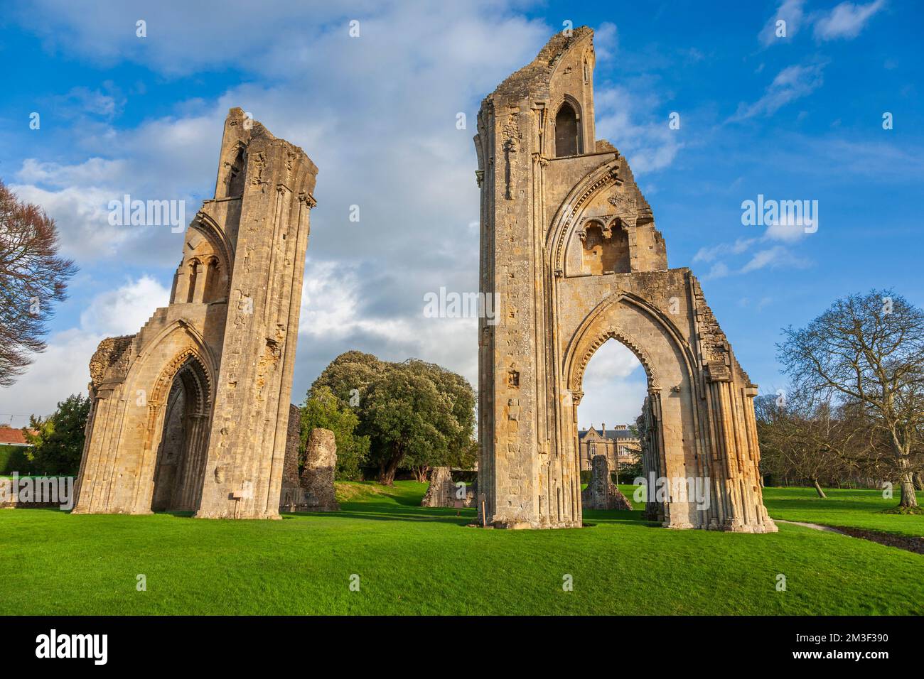 Les ruines de l'abbaye de Glastonbury, Glastonbury, Somerset, Angleterre Banque D'Images