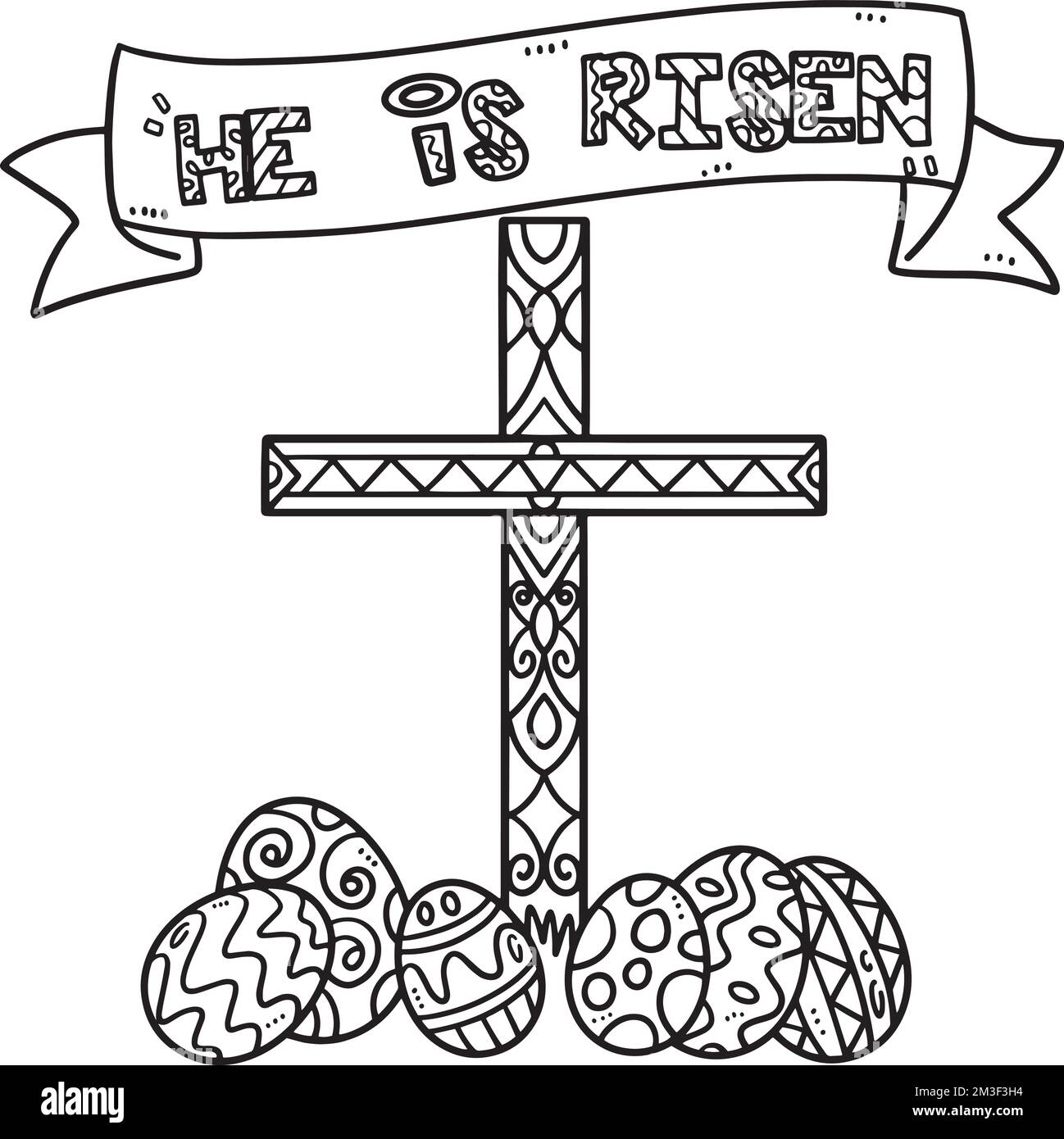 Christian il est ressuscité page de coloriage isolée Illustration de Vecteur