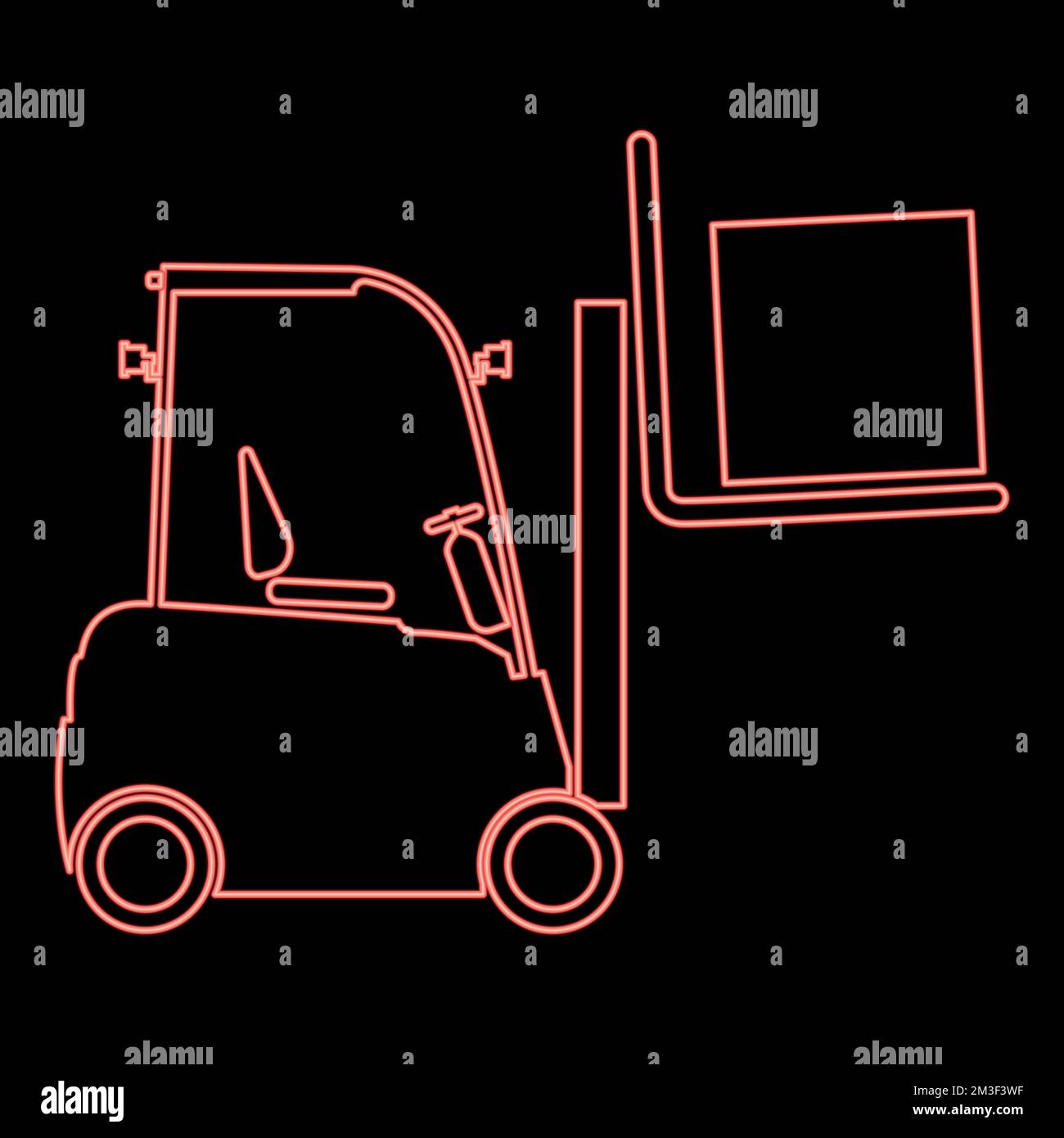 Chariots élévateurs néon machine de levage machine de levage de cargaison concept de transport de cargaison rouge couleur vecteur illustration image plat style lumière Illustration de Vecteur