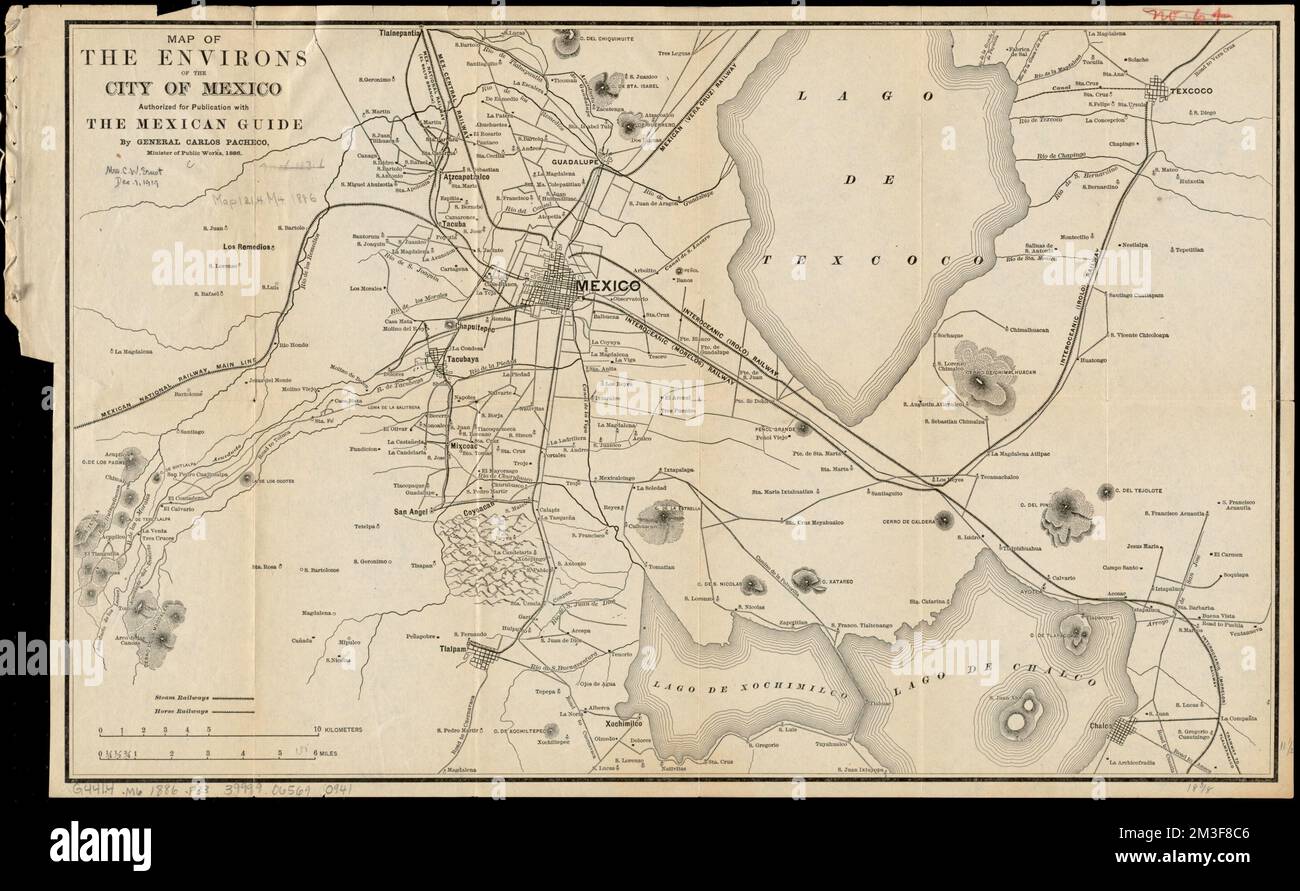 Carte des environs de la ville de Mexico : autorisé pour publication avec le guide mexicain , chemins de fer, Mexique, Mexico, cartes, Mexico Mexique, cartes Norman B. Leventhal Map Center Collection Banque D'Images
