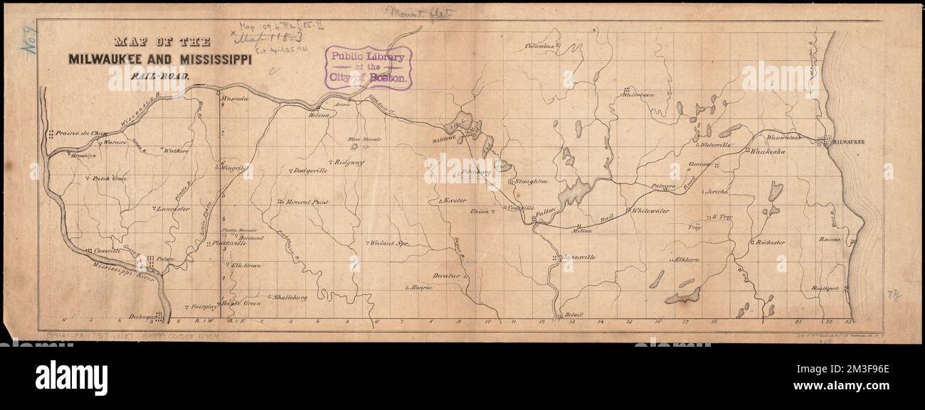 Carte de la Milwaukee and Mississippi Rail-Road , Milwaukee and Mississippi Railroad Company, cartes, Railroads, Wisconsin, cartes, Wisconsin, cartes Norman B. Leventhal Map Center Collection Banque D'Images