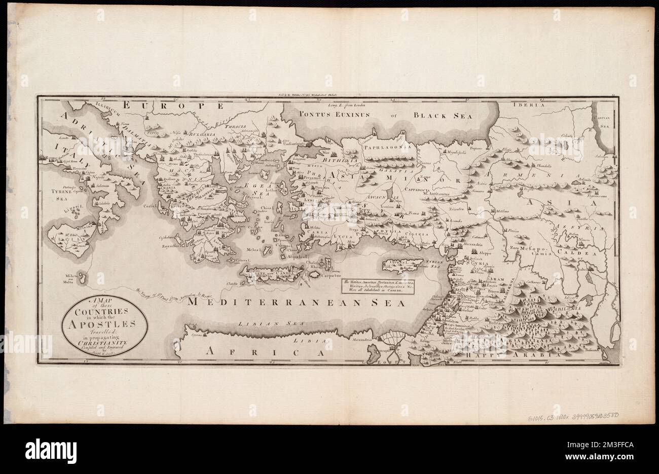 Une carte des pays dans lesquels les apôtres ont voyagé : en propageant le christianisme , la géographie, les cartes, la péninsule des Balkans, les cartes, Région méditerranéenne, cartes, Moyen-Orient, cartes Norman B. Leventhal Map Centre Collection Banque D'Images