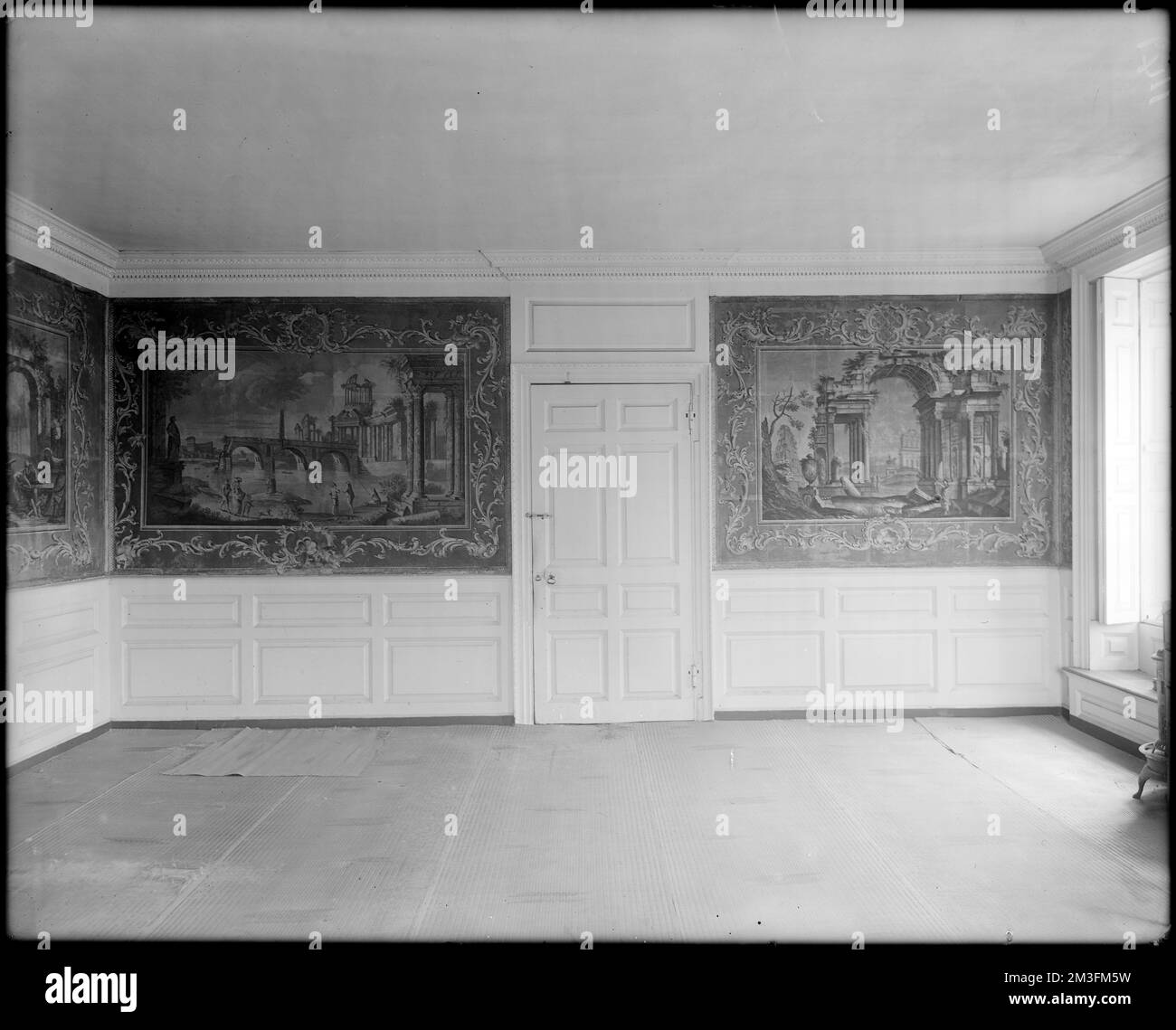 Marblehead, 169 Washington Street, intérieur, maison de Saint Jeremiah Lee , Maisons, intérieurs, Fonds d'écran, Lee, Jérémie, 1721-1775. Collection de négatifs sur plaque de verre de Frank cousins Banque D'Images