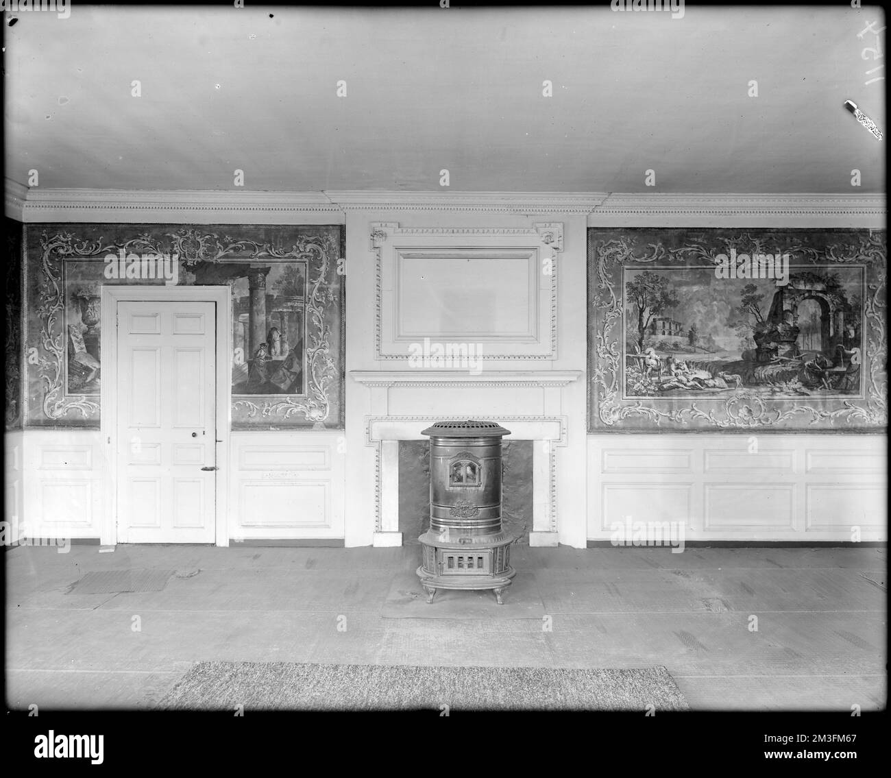 Marblehead, 169 Washington Street, intérieur, maison de Saint Jeremiah Lee , Maisons, intérieurs, Fonds d'écran, fours, Lee, Jérémie, 1721-1775. Collection de négatifs sur plaque de verre de Frank cousins Banque D'Images