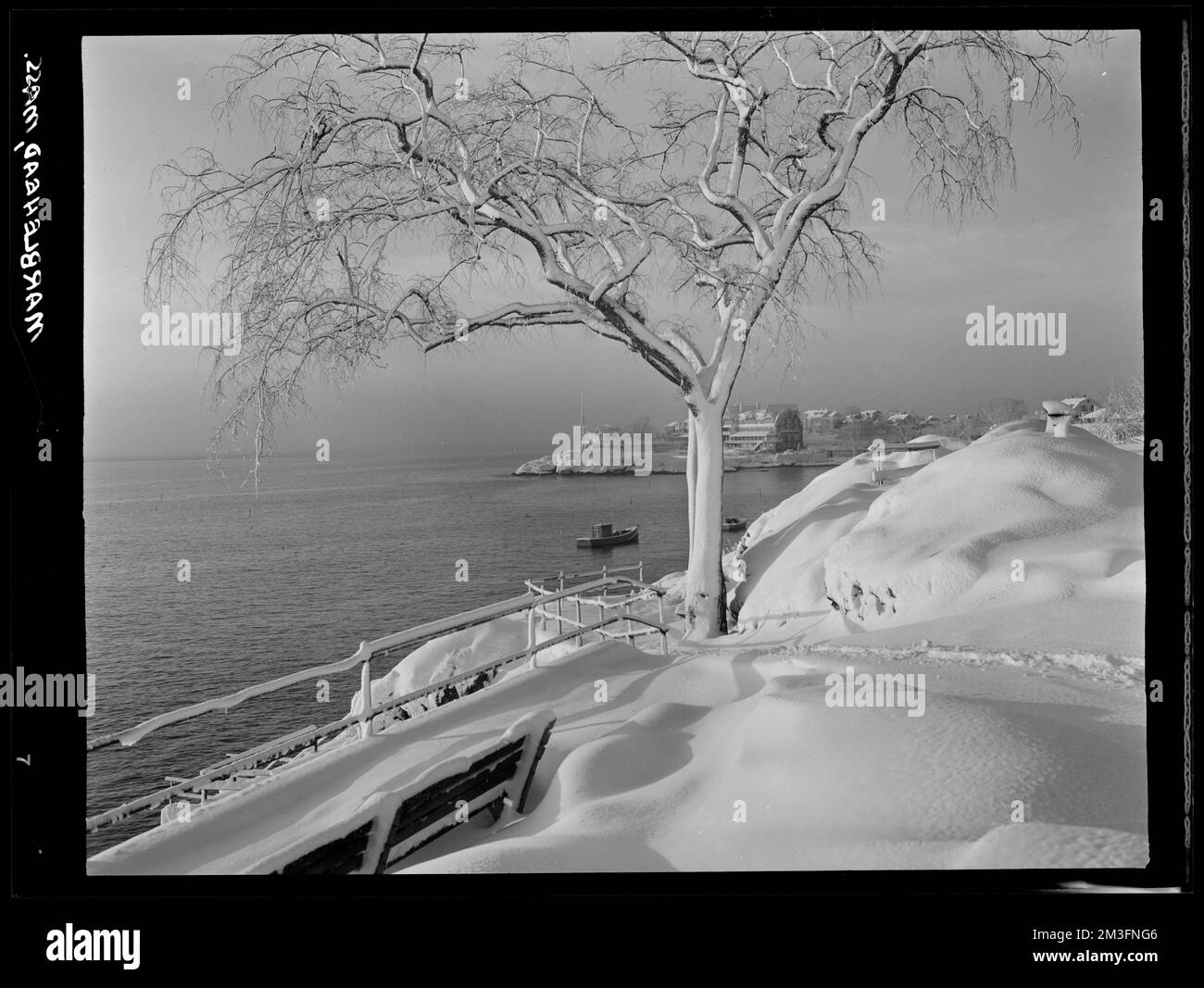 Marblehead, Crocker Park et vues sur le port, ports, neige, Parcs. Collection de négatifs photographiques Samuel Chamberlain Banque D'Images