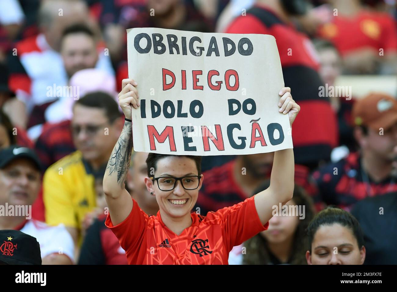 Rio de Janeiro, Brésil, 12 novembre 2022. Fan de l'équipe de football flamengo, pendant le match Flamengo x Avaí pour le championnat brésilien, dans la première Banque D'Images