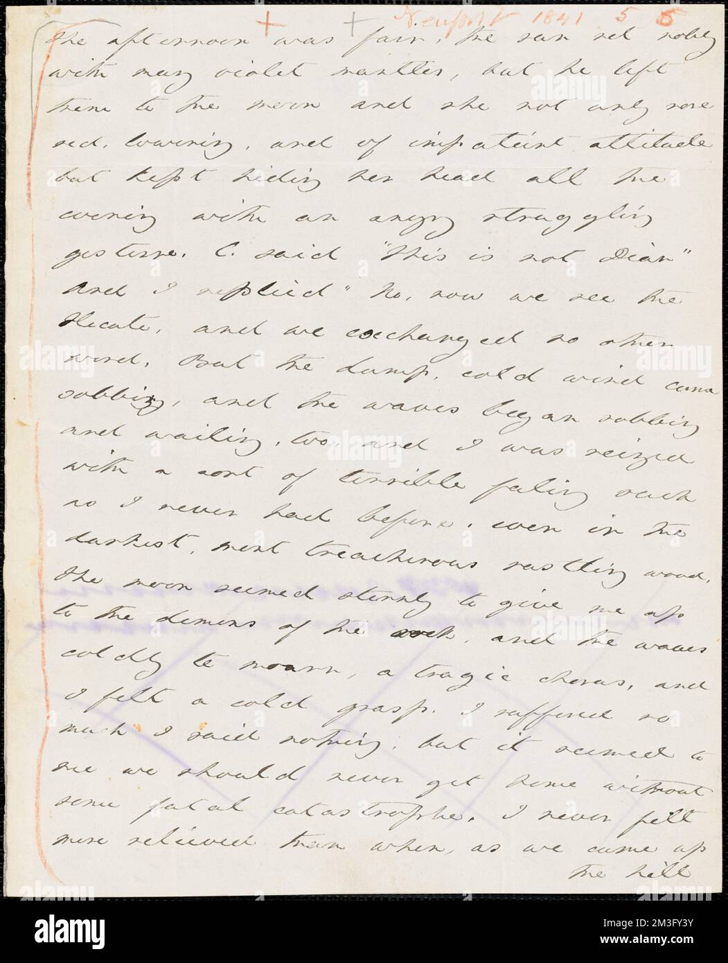 Margaret Fuller lettre autographe à William Henry Channing, Paradise Farm, R. I., 6 août 1841 , Banque D'Images