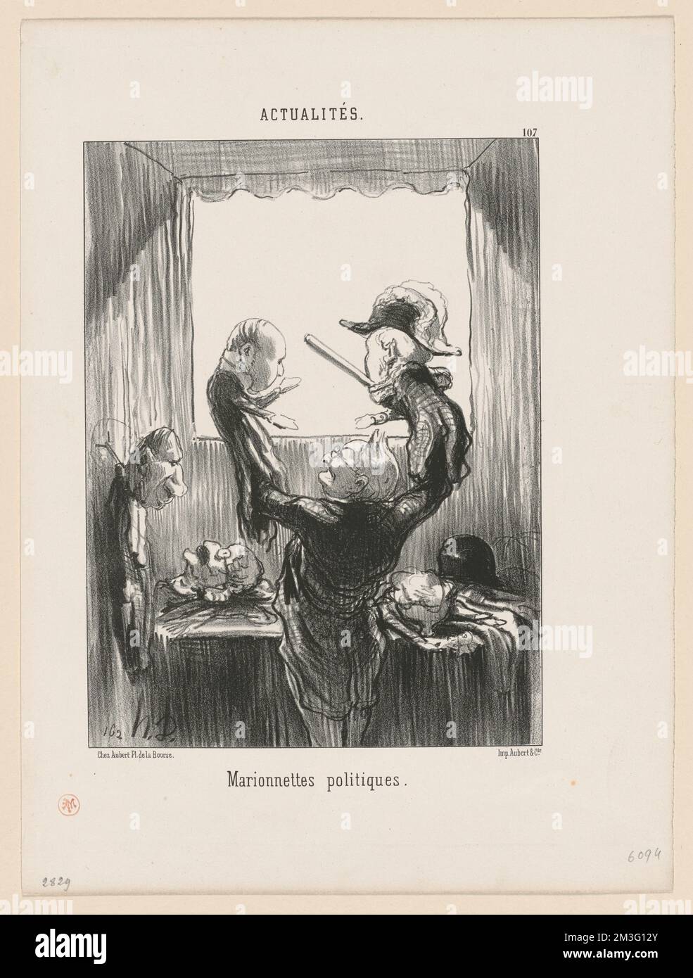 Marionnettes politiques , politiciens, historiens, présidents, officiers du Cabinet, Thiers, Adolphe, 1797-1877, Cavaignac, Eugène, 1802-1857, Dupin, M. André-Marie-Jean-Jacques, 1783-1865. Honoré Daumier (1808-1879). Lithographies Banque D'Images