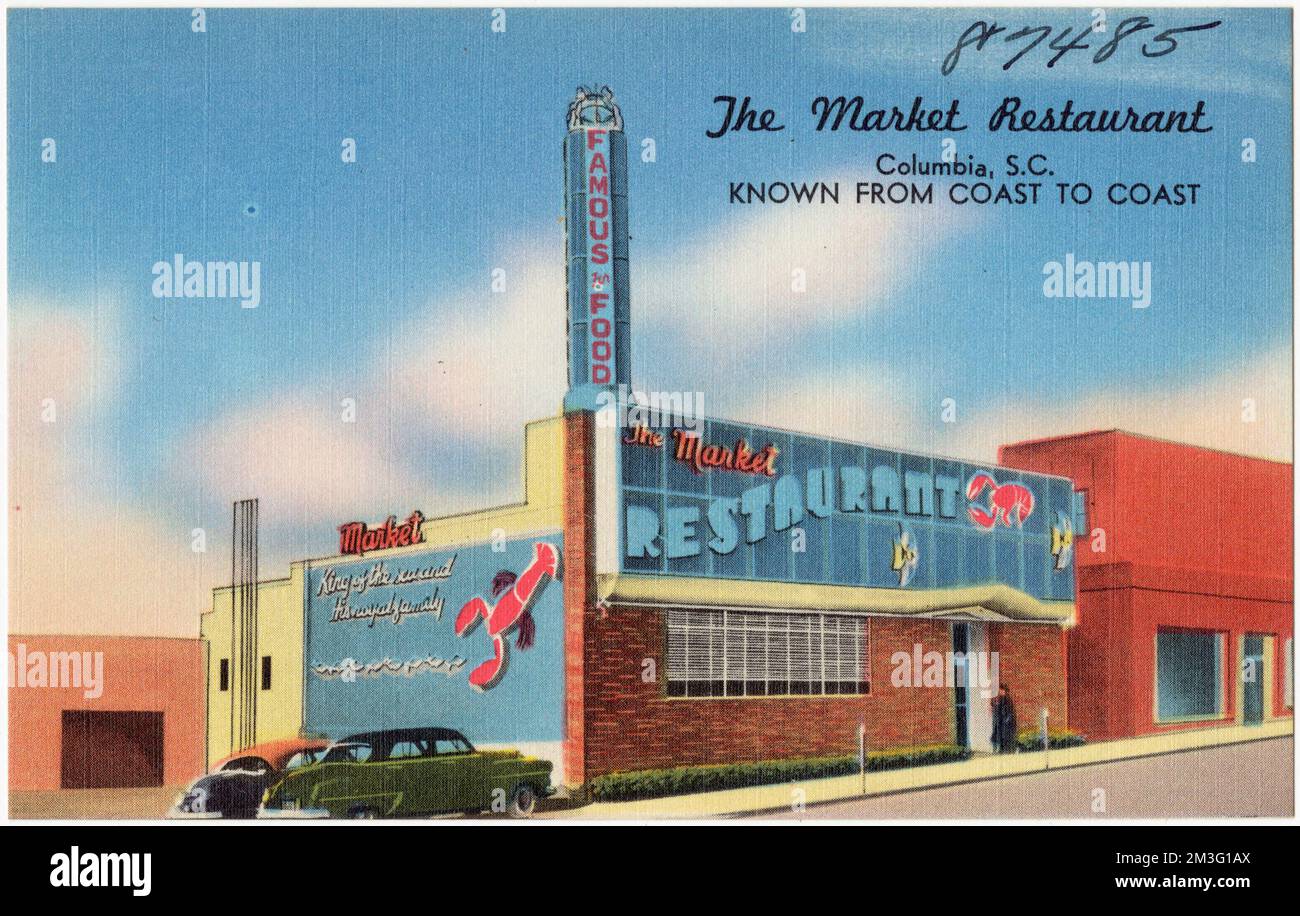 The Market Restaurant, Columbia, S. C., connu d'un océan à l'autre, restaurants, Tichnor Brothers Collection, cartes postales des États-Unis Banque D'Images