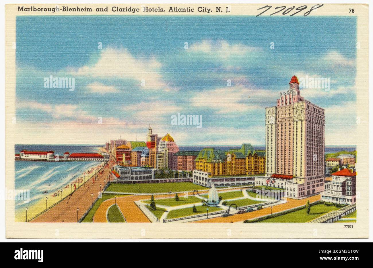 Hôtels Marlborough-Blenheim et Claridge, Atlantic City, N.J. , Hôtels, Villes et villages, Tichnor Brothers Collection, cartes postales des Etats-Unis Banque D'Images