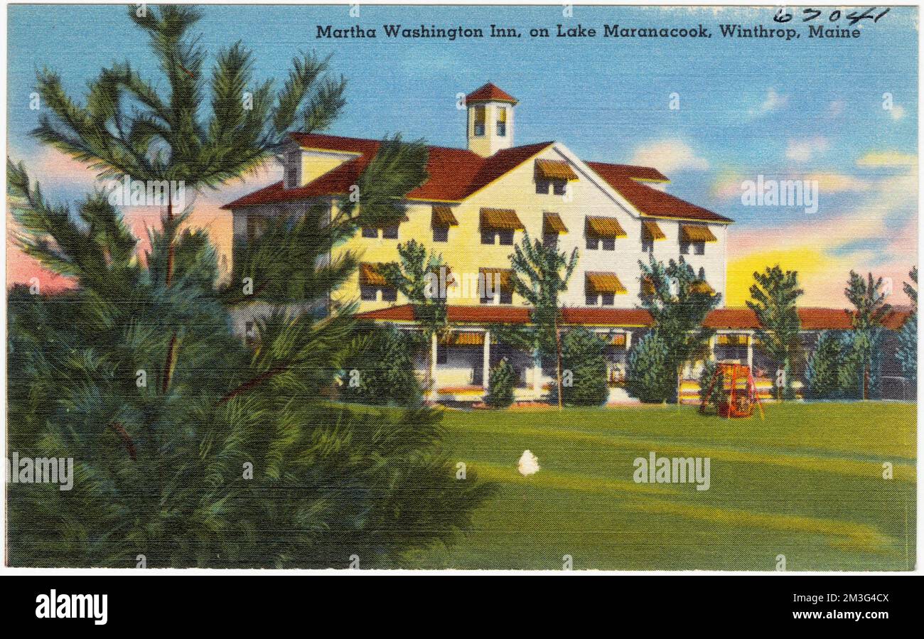 Martha Washington Inn, on Lake Maranacook, Winthrop, Maine , Motels, Tichnor Brothers Collection, cartes postales des États-Unis Banque D'Images