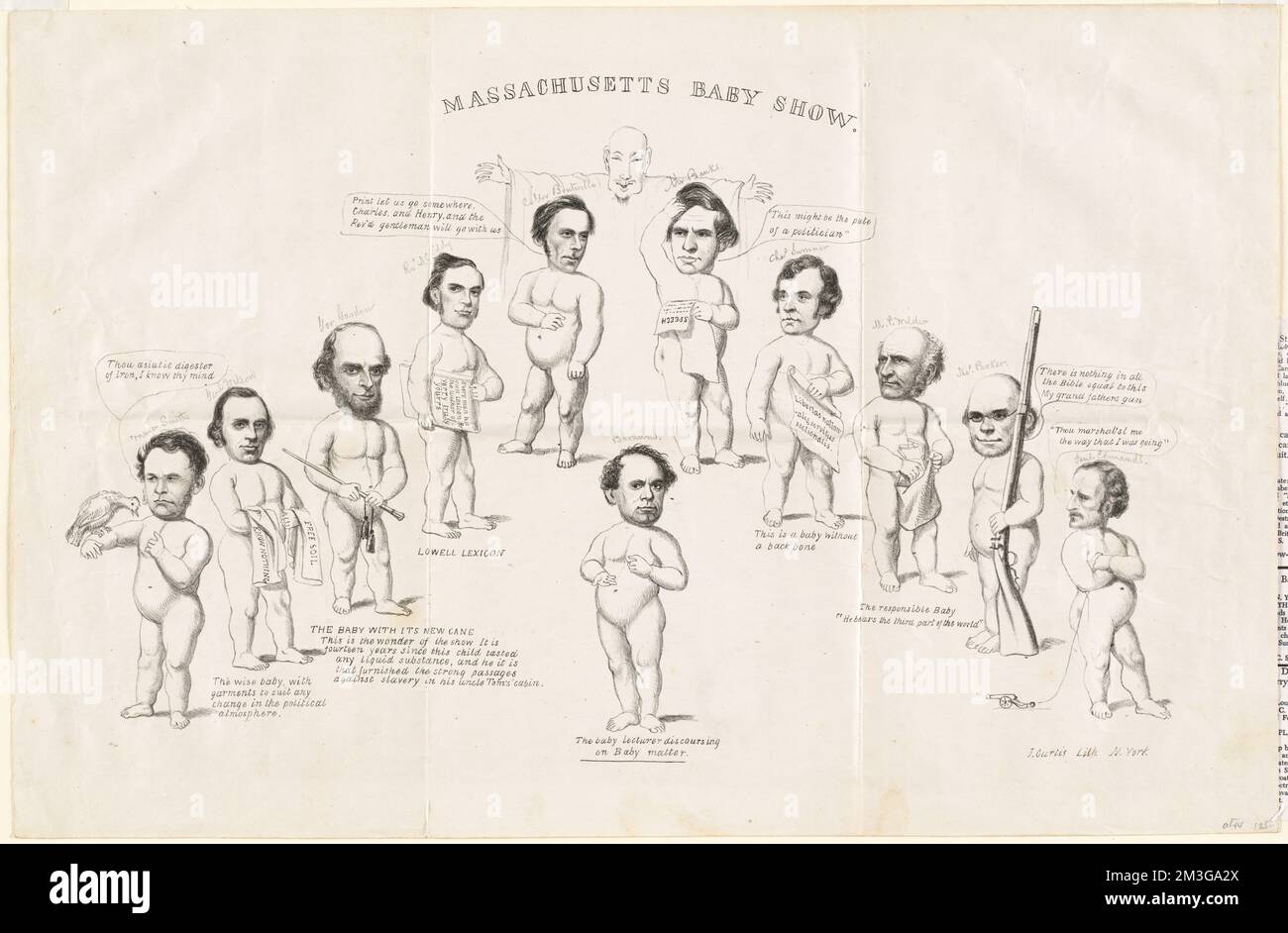 Un spectacle de bébés du Massachusetts , les nourrissons, les Abolitionnistes, les politiciens, les animateurs, Barnum, P. T. Phineas Taylor, 1810-1891, Sumner, Charles, 1811-1874, Parker, Theodore, 1810-1860, Wilson, Henry, 1812-1875, Boutwell, George S. George Sewall, 1818-1905, Gardner, Henry J. Henry Joseph, 1819-1892 Banque D'Images