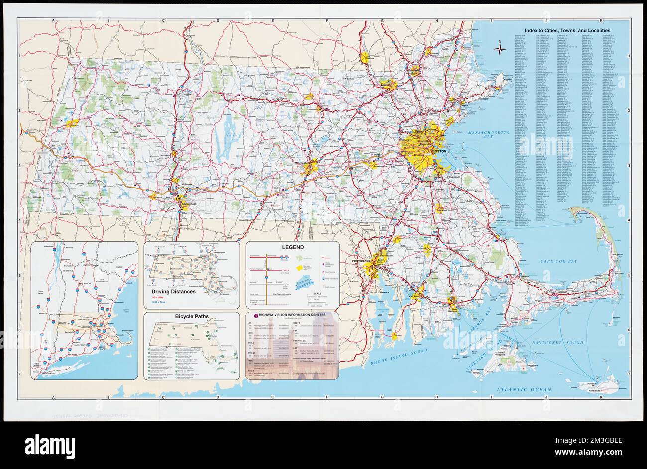 Carte officielle des transports du Massachusetts , Massachusetts, cartes, routes, Massachusetts, Cartes, Boston Mass., cartes, Worcester Mass., cartes, Collection du centre de cartes Norman B. Leventhal, Springfield Mass Banque D'Images