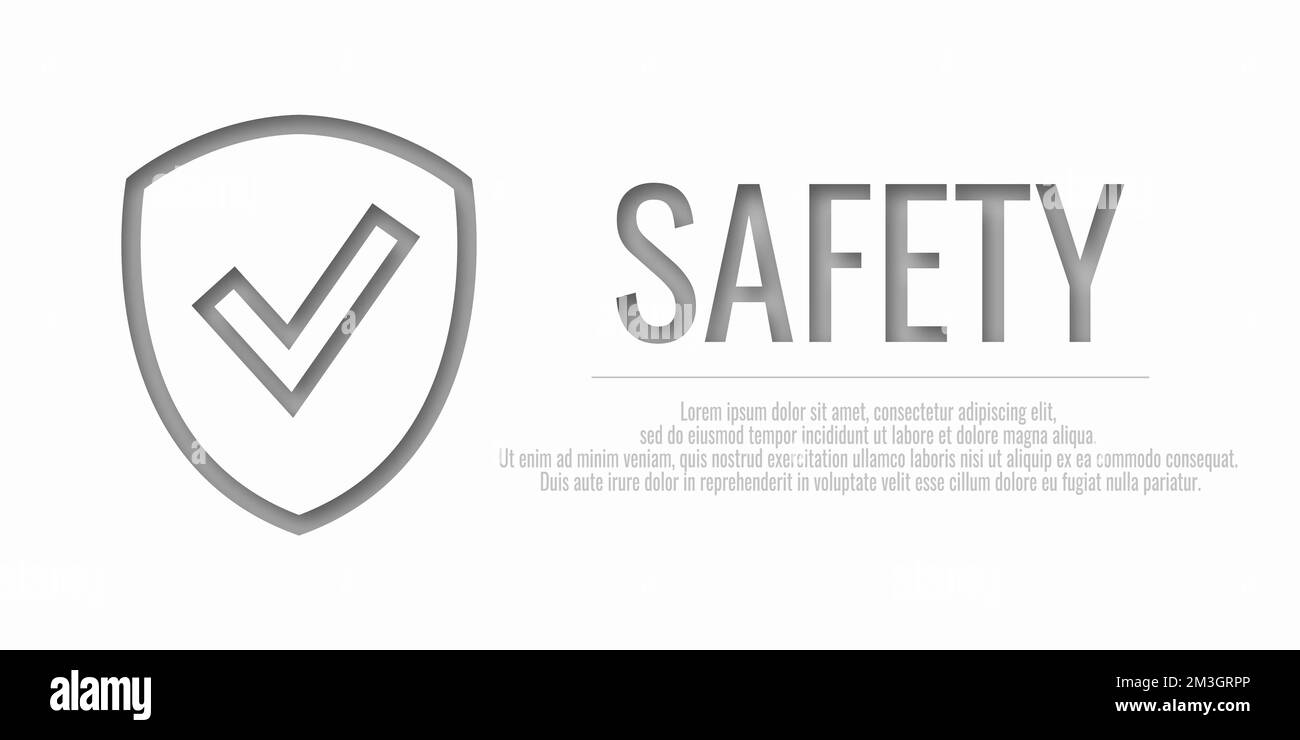 La sécurité de la bannière d'abord. Illustration vectorielle avec mot SAFETY sur fond blanc. Place pour votre texte. Illustration de Vecteur