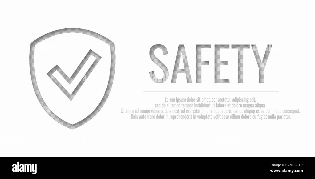 La sécurité de la bannière d'abord. Illustration vectorielle avec mot SAFETY sur fond transparent. Place pour votre texte. Illustration de Vecteur