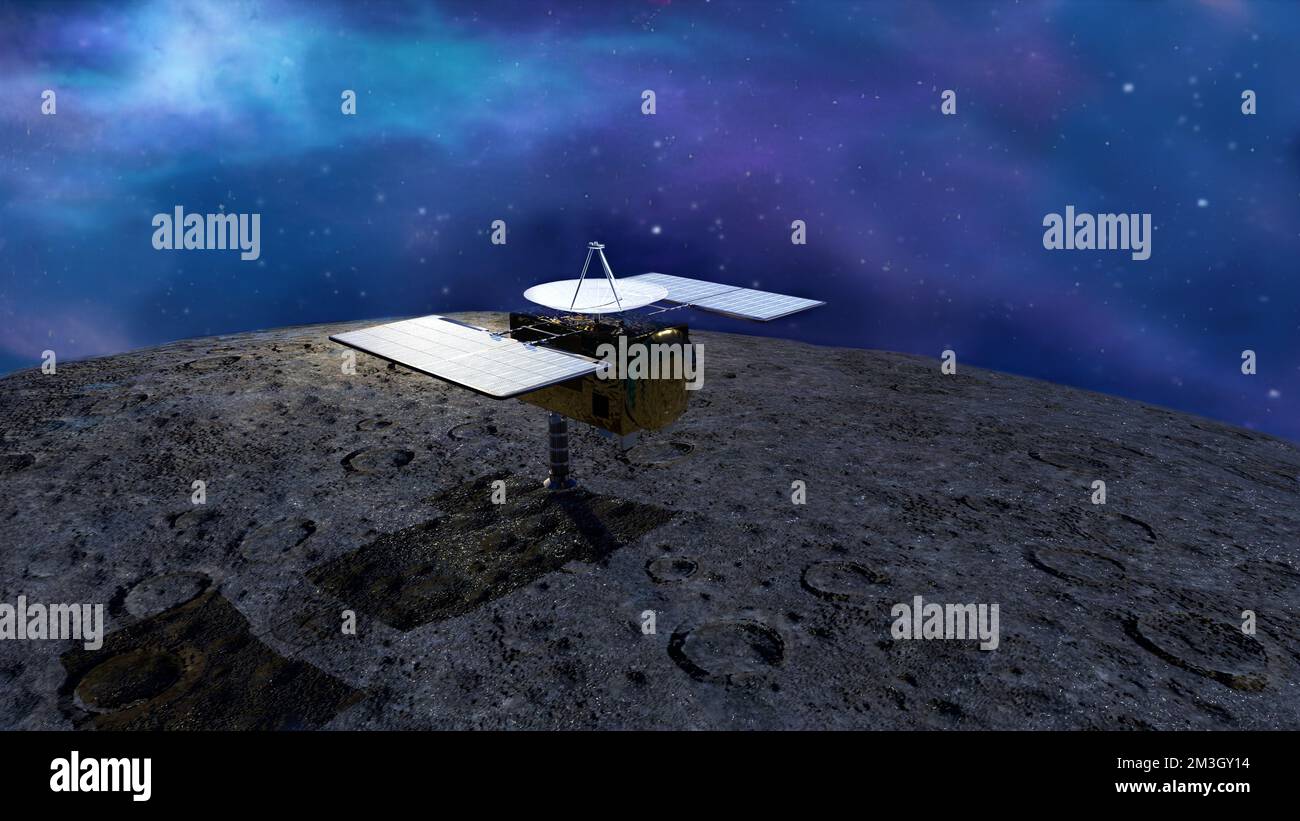 Sonder sur un astéroïde dans l'espace Banque D'Images