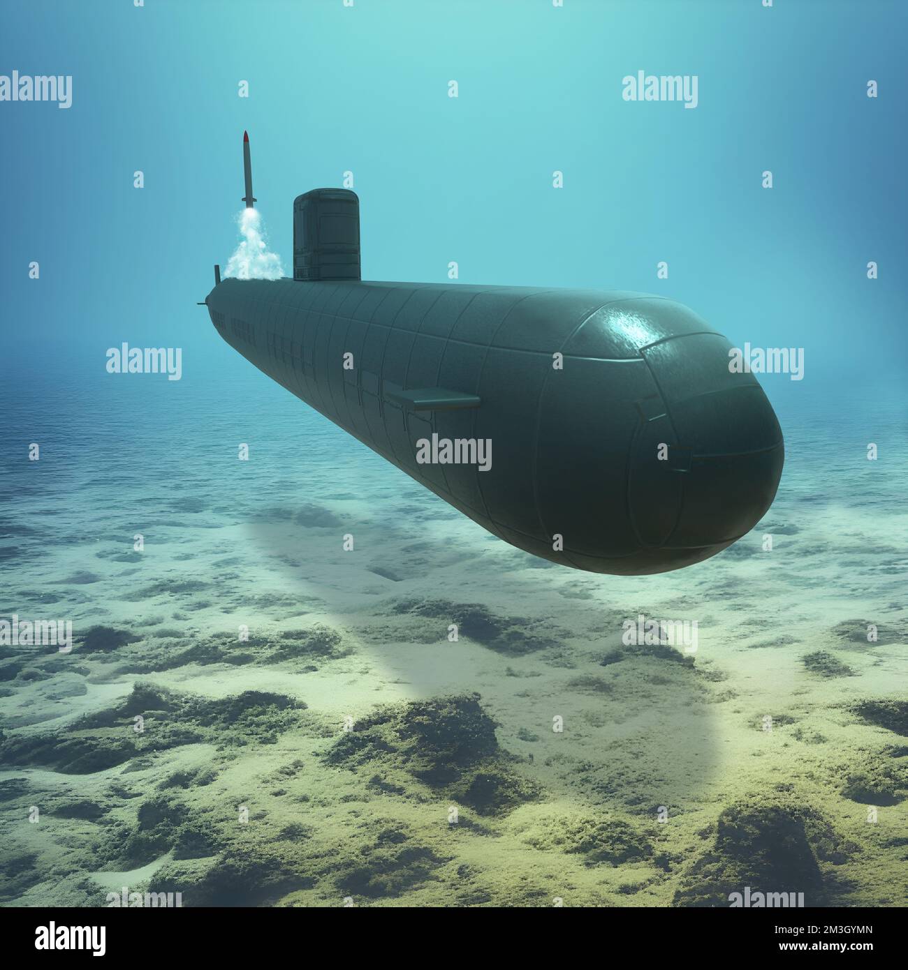 Un sous-marin nucléaire lance un missile Banque D'Images