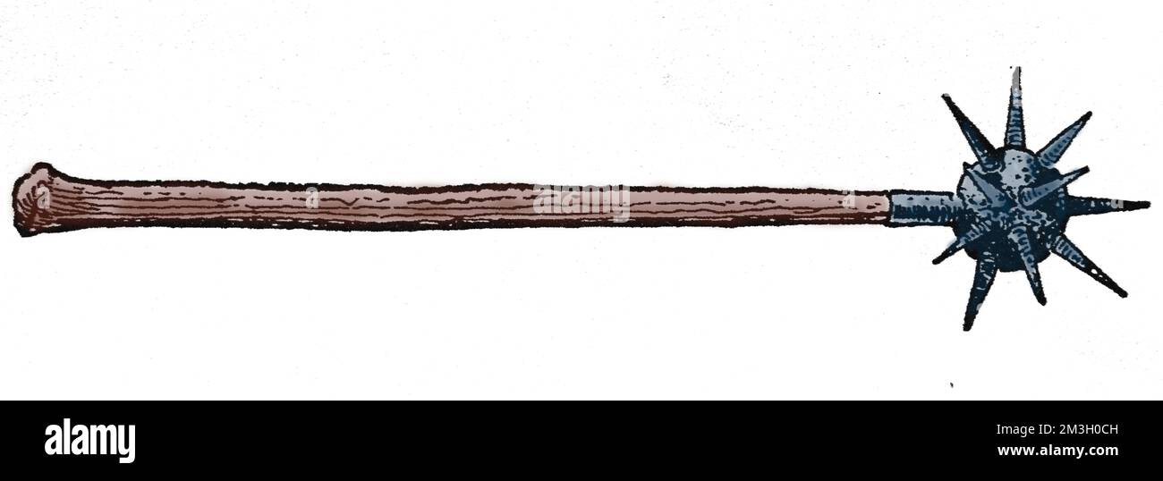 Arme. mace, star du matin. 15th siècle. Gravure. Banque D'Images
