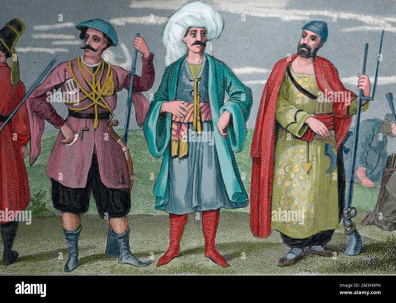 Imeritian,usbek, afghan. Gravure, 19th siècle Banque D'Images