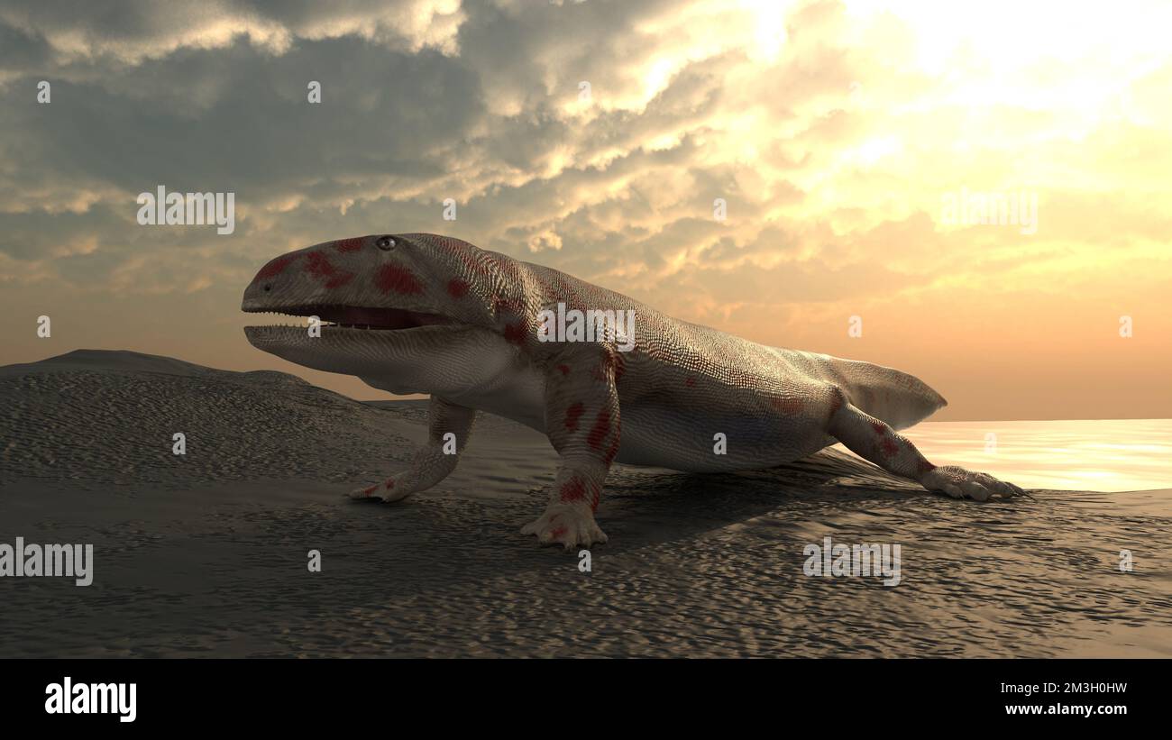 Reptiles d'amphibiens préhistoriques Banque D'Images