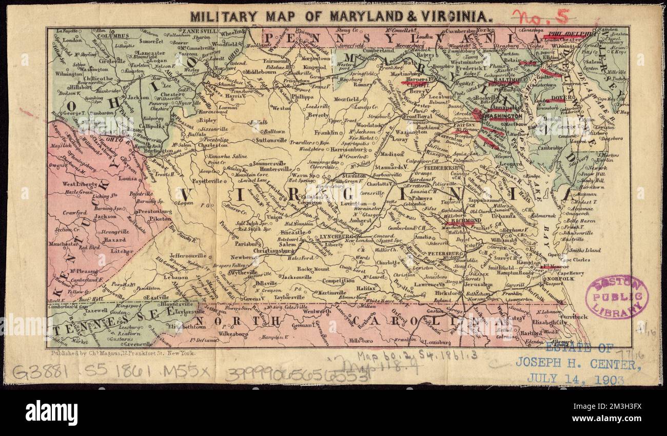 Carte militaire du Maryland et de la Virginie, Maryland, Histoire, Guerre civile, 1861-1865, Cartes, Virginie, Histoire, Guerre civile, 1861-1865, Cartes Norman B. Leventhal Map Centre Collection Banque D'Images