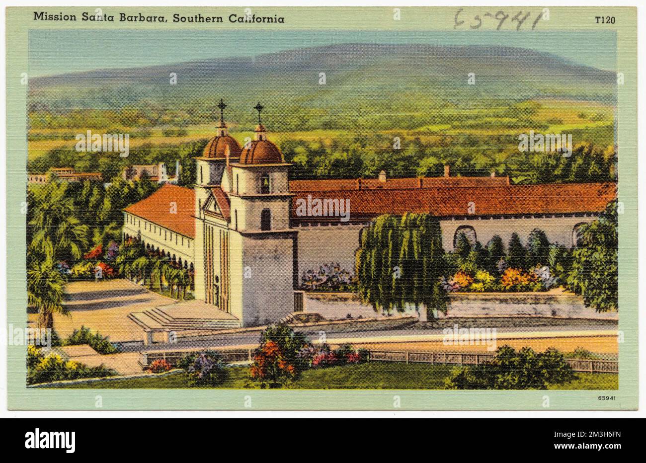Mission Santa Barbara, Californie du Sud , installations religieuses, Collection des frères Tichnor, cartes postales des États-Unis Banque D'Images