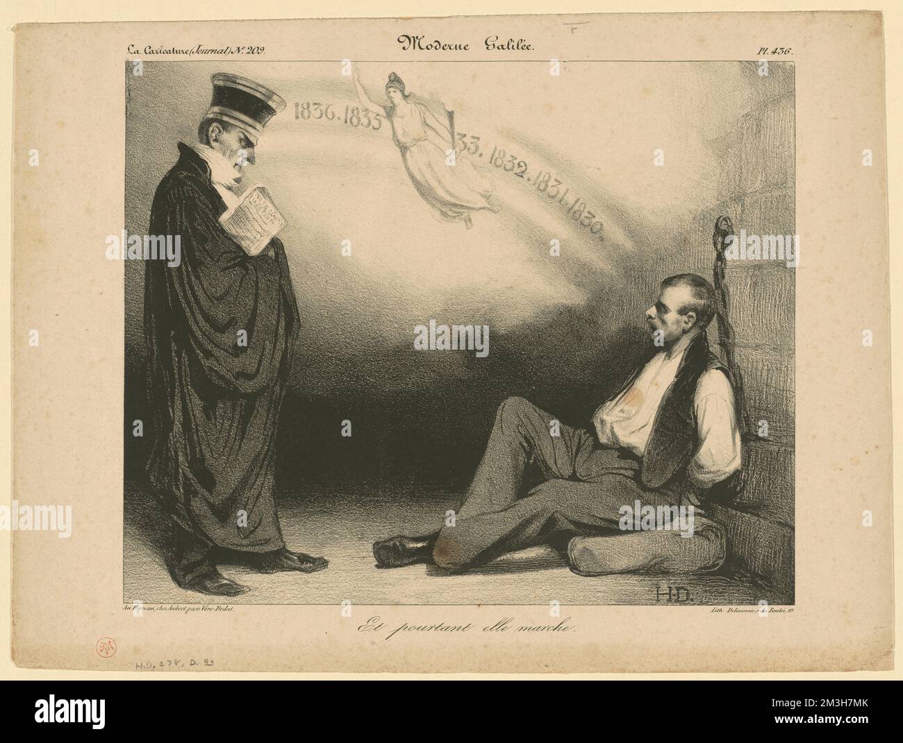 Moderne Galilée , avocats, politiciens, mathématiciens, astronomes, Physiciens, Persil, J.-C. Jean-Charles, 1785-1870, Galilei, Galileo, 1564-1642. Honoré Daumier (1808-1879). Lithographies Banque D'Images