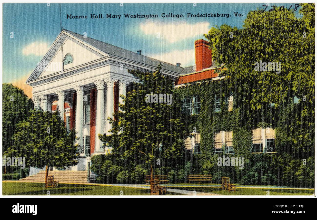 Monroe Hall, Mary Washington College, Fredericksburg, Virginie , Universités et collèges, Collection Tichnor Brothers, cartes postales des États-Unis Banque D'Images