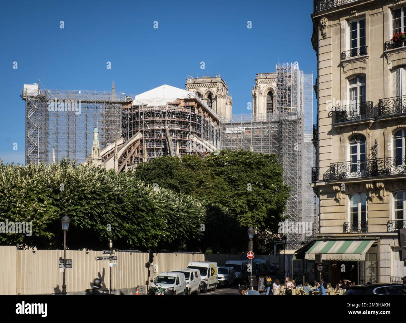 Cathédrale notre Dame vue de l'Ile Saint Louis, Paris, France Banque D'Images