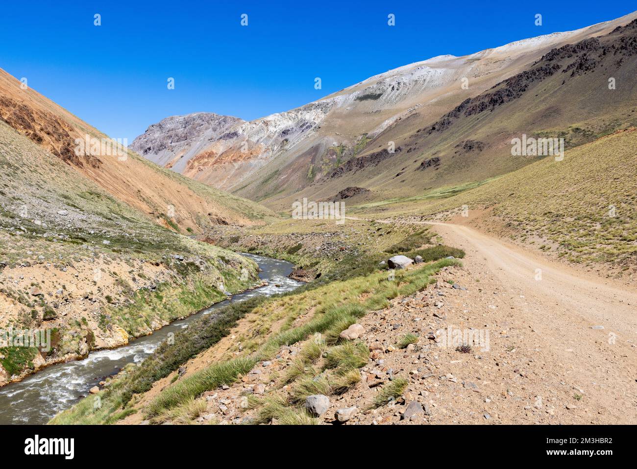 Paysage à Paso Vergara - traverser la frontière du Chili à l'Argentine tout en voyageant en Amérique du Sud Banque D'Images