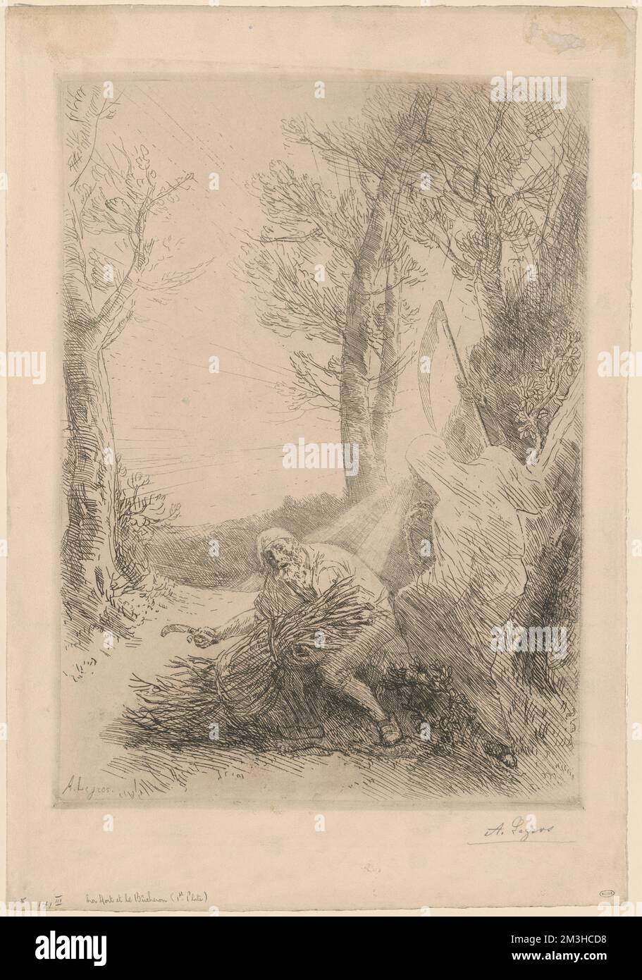 La mort et le bûcheron (1st plaques) , mort, Skeletons, coupe de bois, bois de feu, Alphonse Legros (1837-1911) Banque D'Images