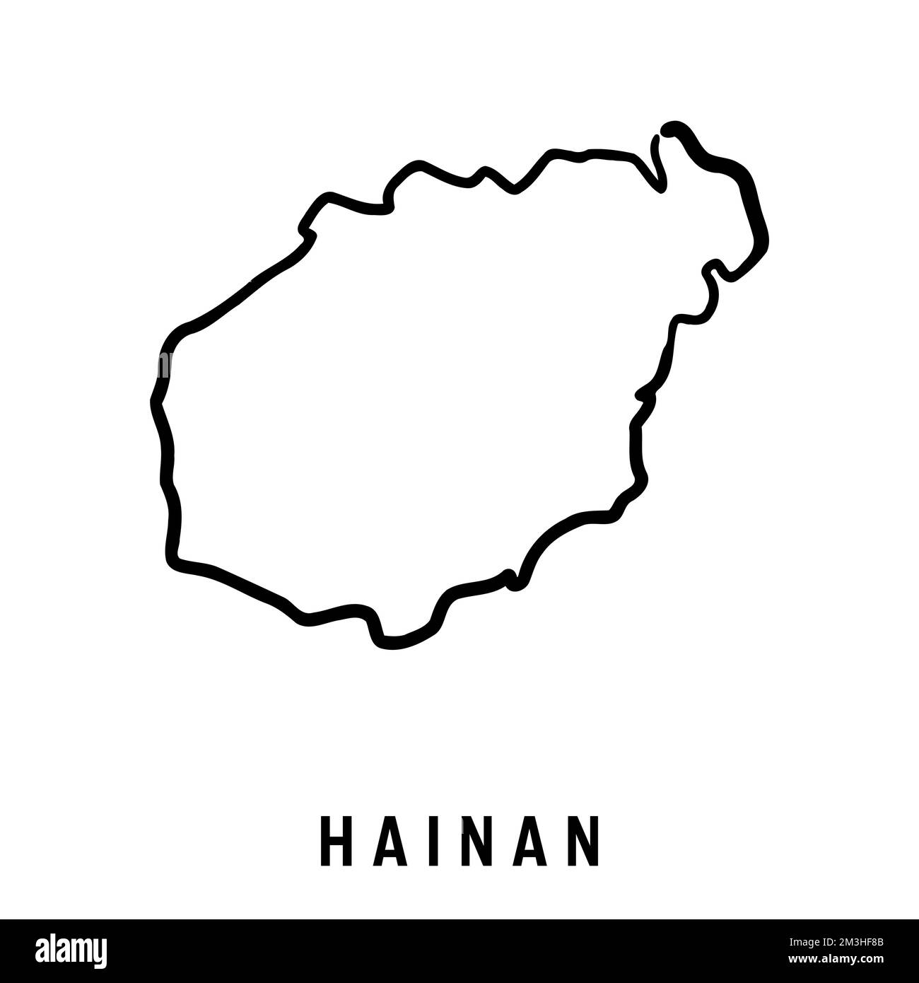 Carte de l'île de Hainan carte simple contour. Carte de style simplifiée vectorisée à la main. Illustration de Vecteur