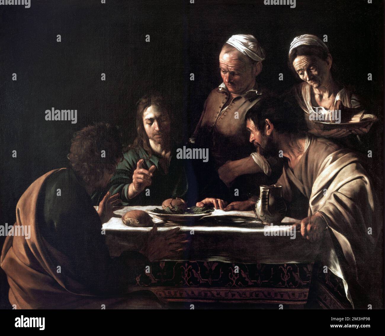 Michel-Ange Merisi da Caravaggio (1571-1610) titre dîner à Emmaüs Date vers 1606 Banque D'Images