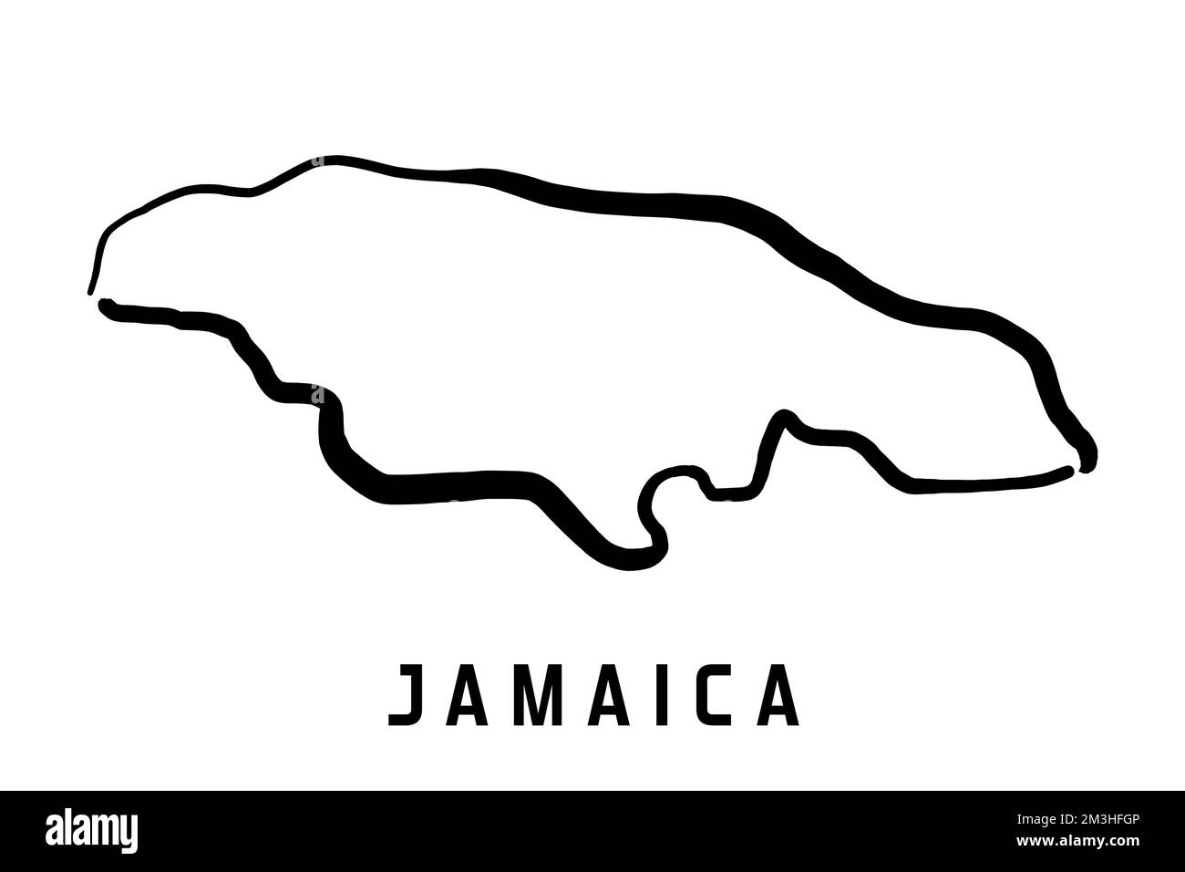 Carte de l'île de la Jamaïque simple contour. Carte de style simplifiée vectorisée à la main. Illustration de Vecteur
