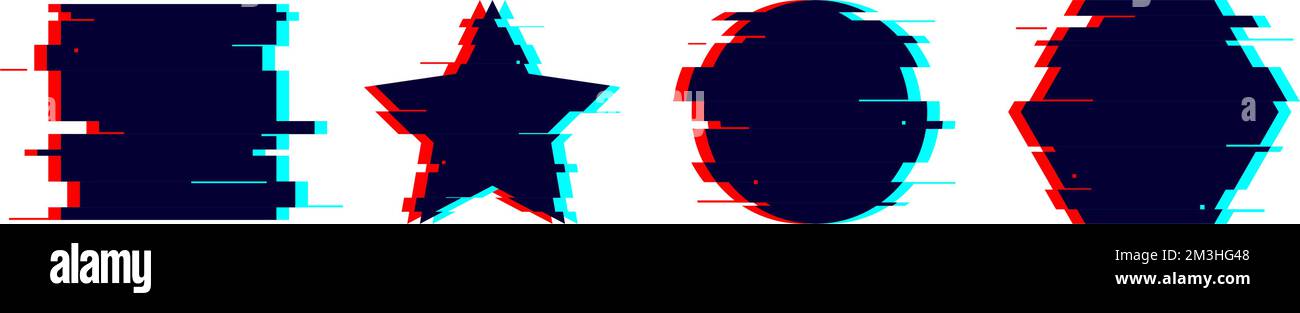 Glitch déformée de la forme du cœur. Elément de conception de bruit TV ou vhs. Symbole d'amour détruit avec des défauts et des dommages. Illustration de Vecteur