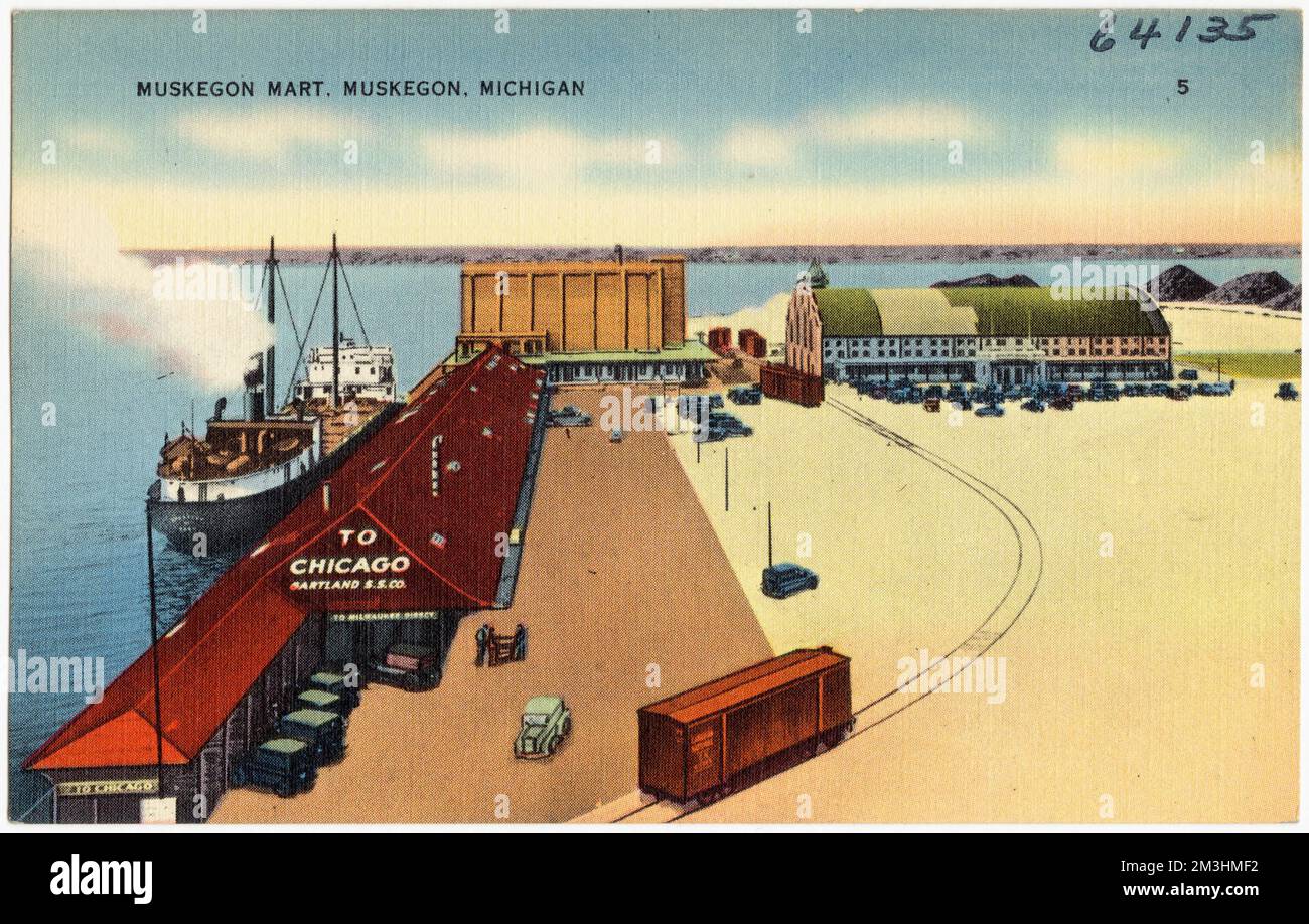 Muskegon Mart, Muskegon, Michigan , installations sportives et récréatives, Tichnor Brothers Collection, cartes postales des États-Unis Banque D'Images