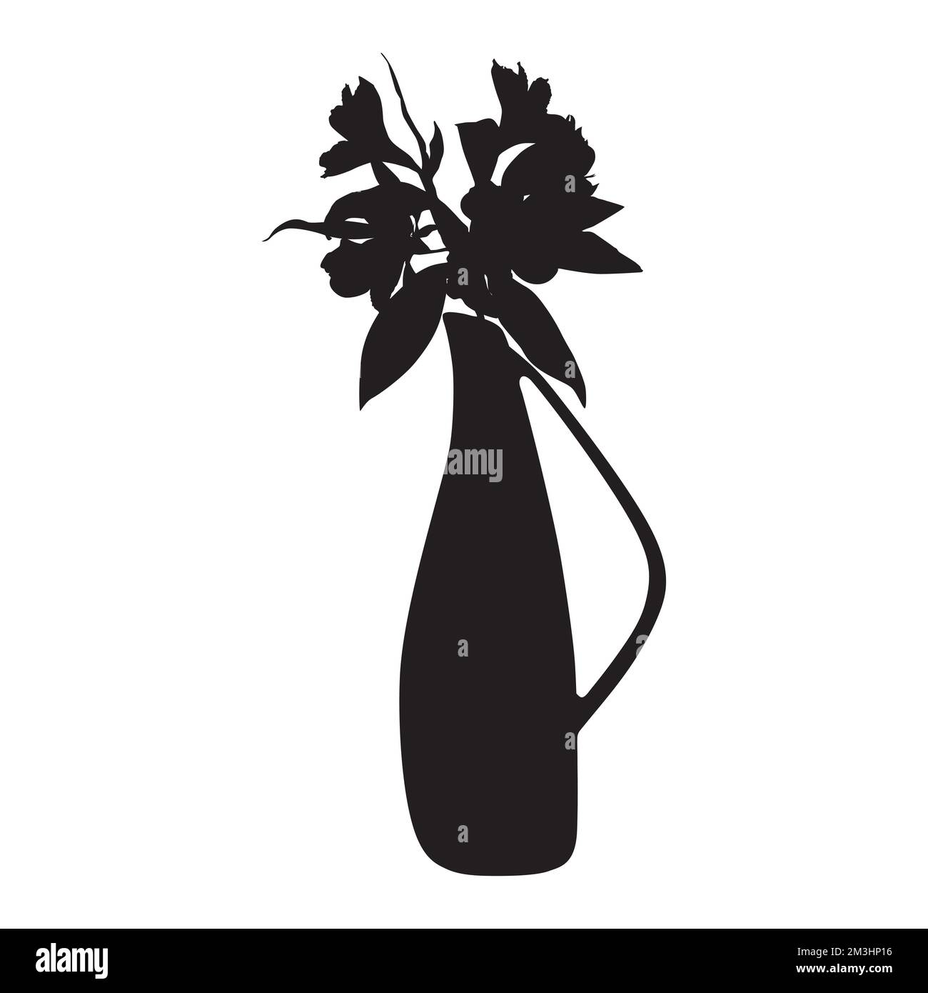 Silhouette noire Alstroemeria. Illustration du vecteur floral tropical nénuphar péruvien Illustration de Vecteur
