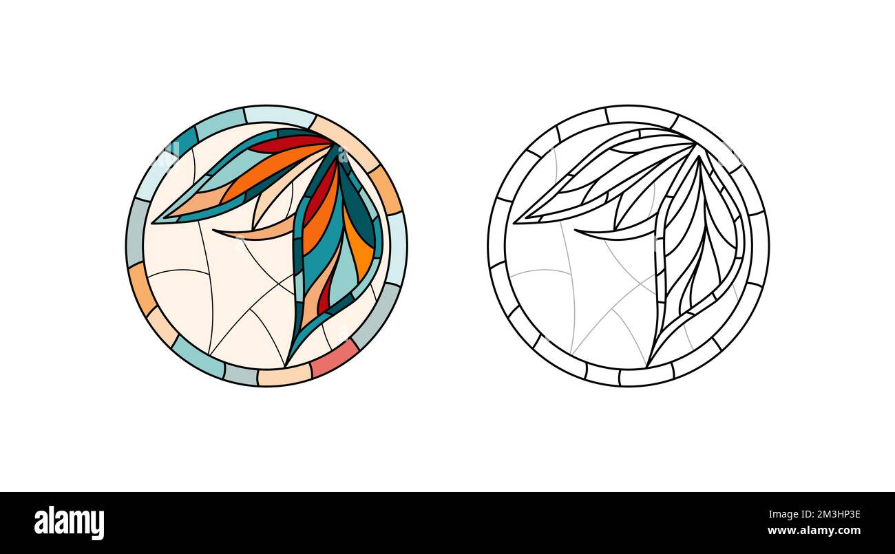 Feuille de travail sur le verre vitrail pour le dessin. Illustration de Vecteur